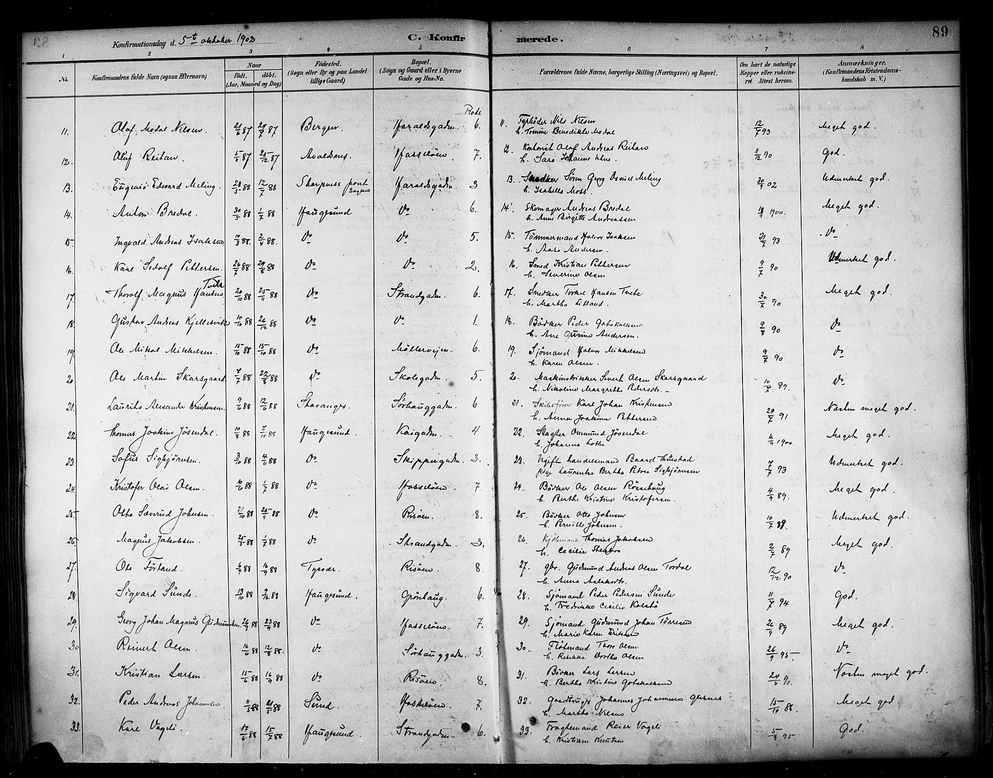Haugesund sokneprestkontor, AV/SAST-A -101863/H/Ha/Haa/L0005: Ministerialbok nr. A 5, 1891-1903, s. 89