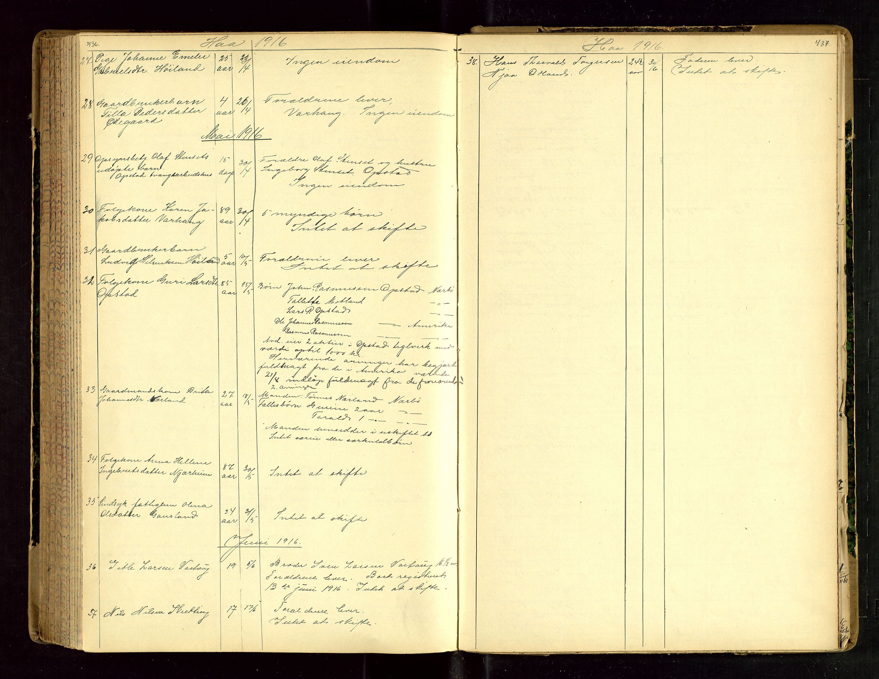 Jæren sorenskriveri, SAST/A-100310/01/5/52/52B/L0003: DØDSFALLPROTOKOLL, 1910-1916, s. 436-437