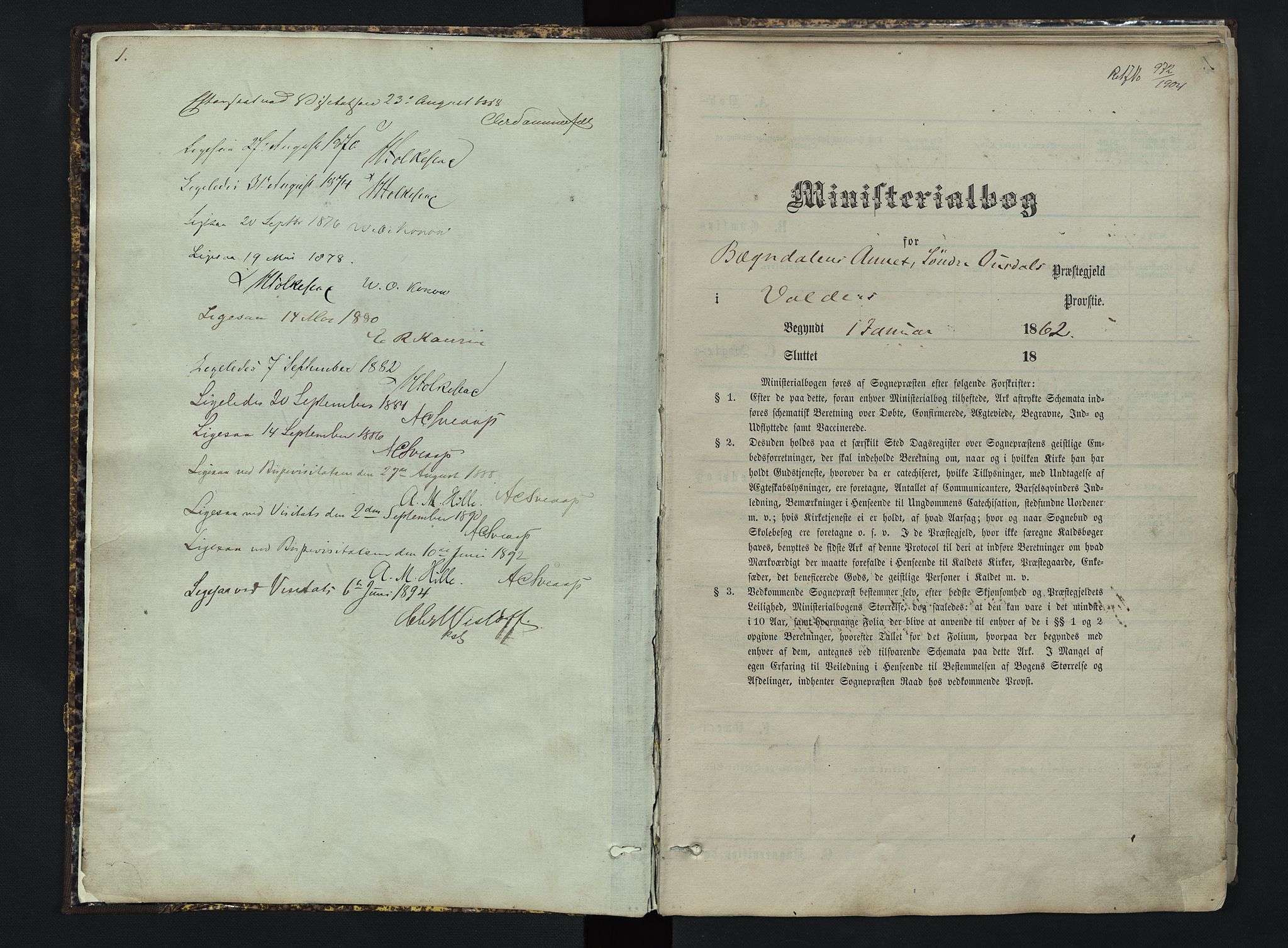 Sør-Aurdal prestekontor, AV/SAH-PREST-128/H/Ha/Hab/L0003: Klokkerbok nr. 3, 1862-1893, s. 1