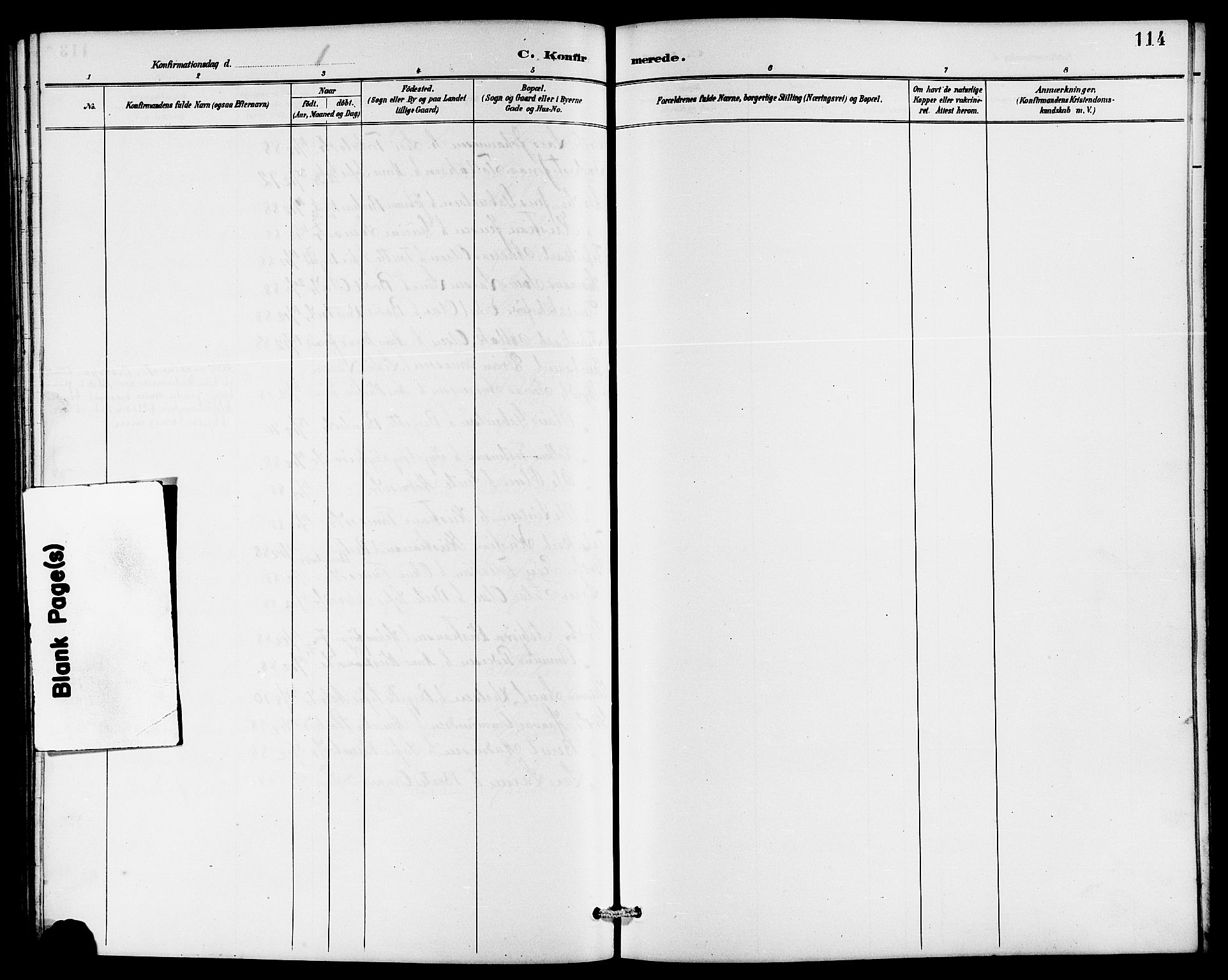 Lund sokneprestkontor, AV/SAST-A-101809/S07/L0006: Klokkerbok nr. B 6, 1885-1901, s. 114