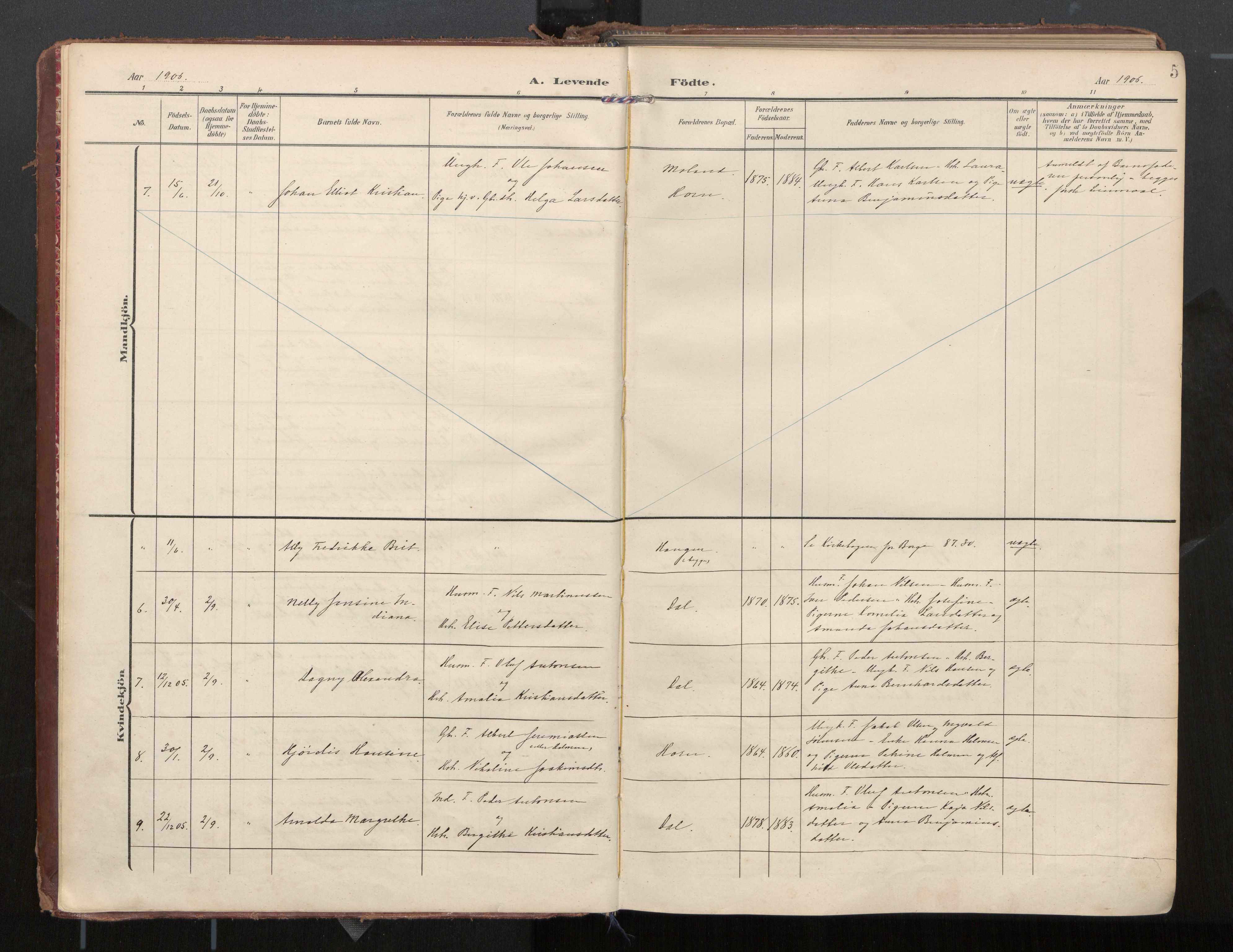 Ministerialprotokoller, klokkerbøker og fødselsregistre - Nordland, SAT/A-1459/884/L1194: Ministerialbok nr. 884A02, 1906-1937, s. 5