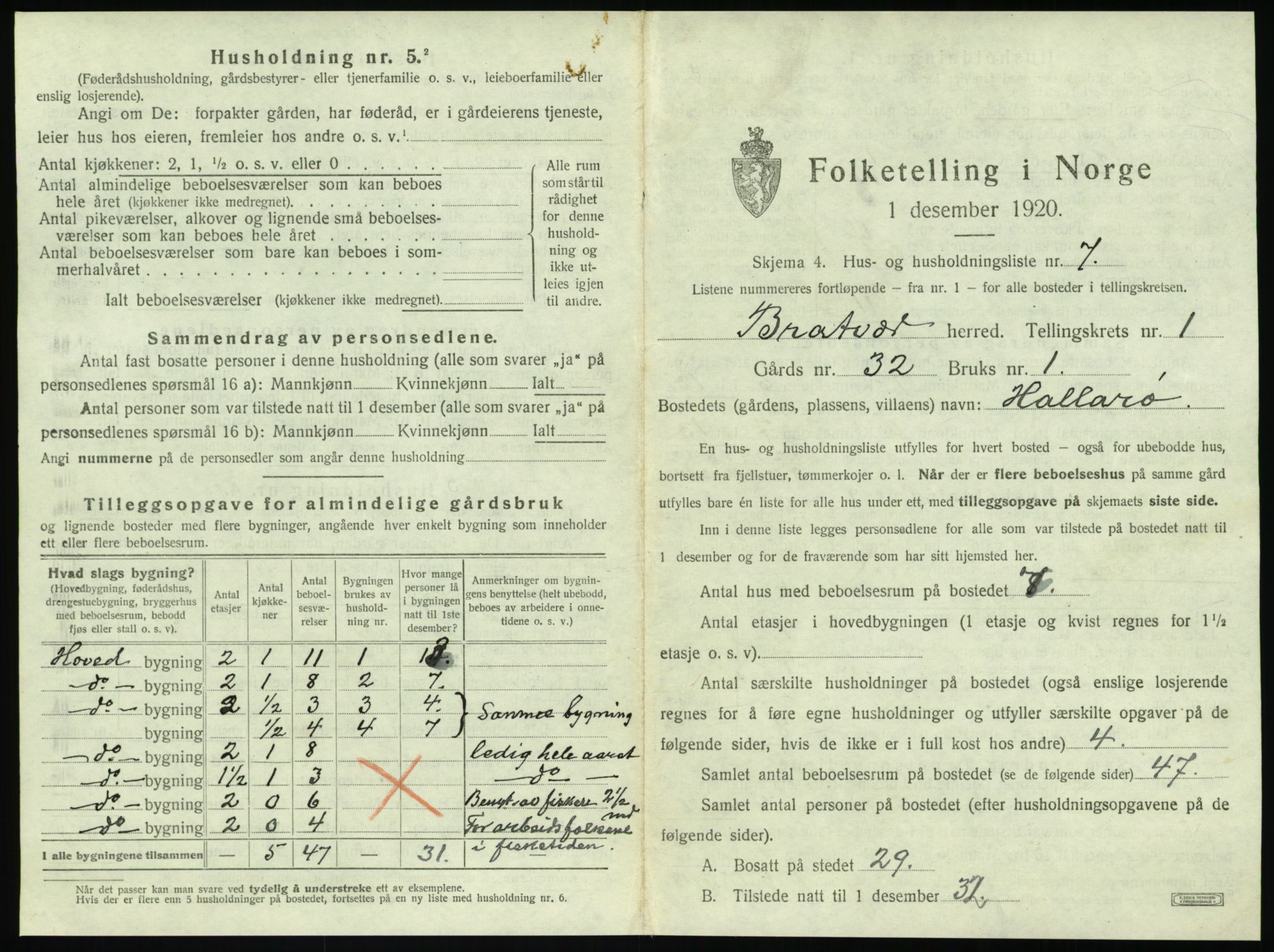 SAT, Folketelling 1920 for 1574 Brattvær herred, 1920, s. 42