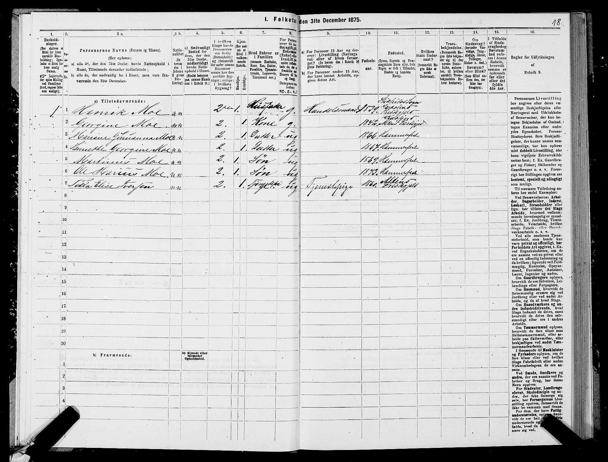 SATØ, Folketelling 1875 for 2001B Hammerfest prestegjeld, Hammerfest kjøpstad, 1875, s. 1018