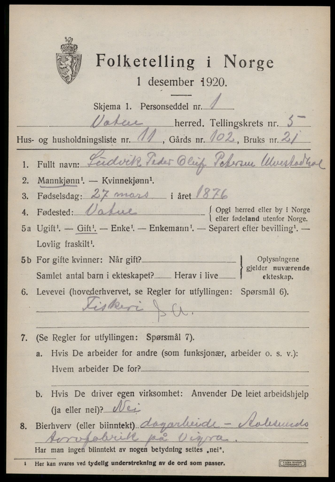 SAT, Folketelling 1920 for 1530 Vatne herred, 1920, s. 2282