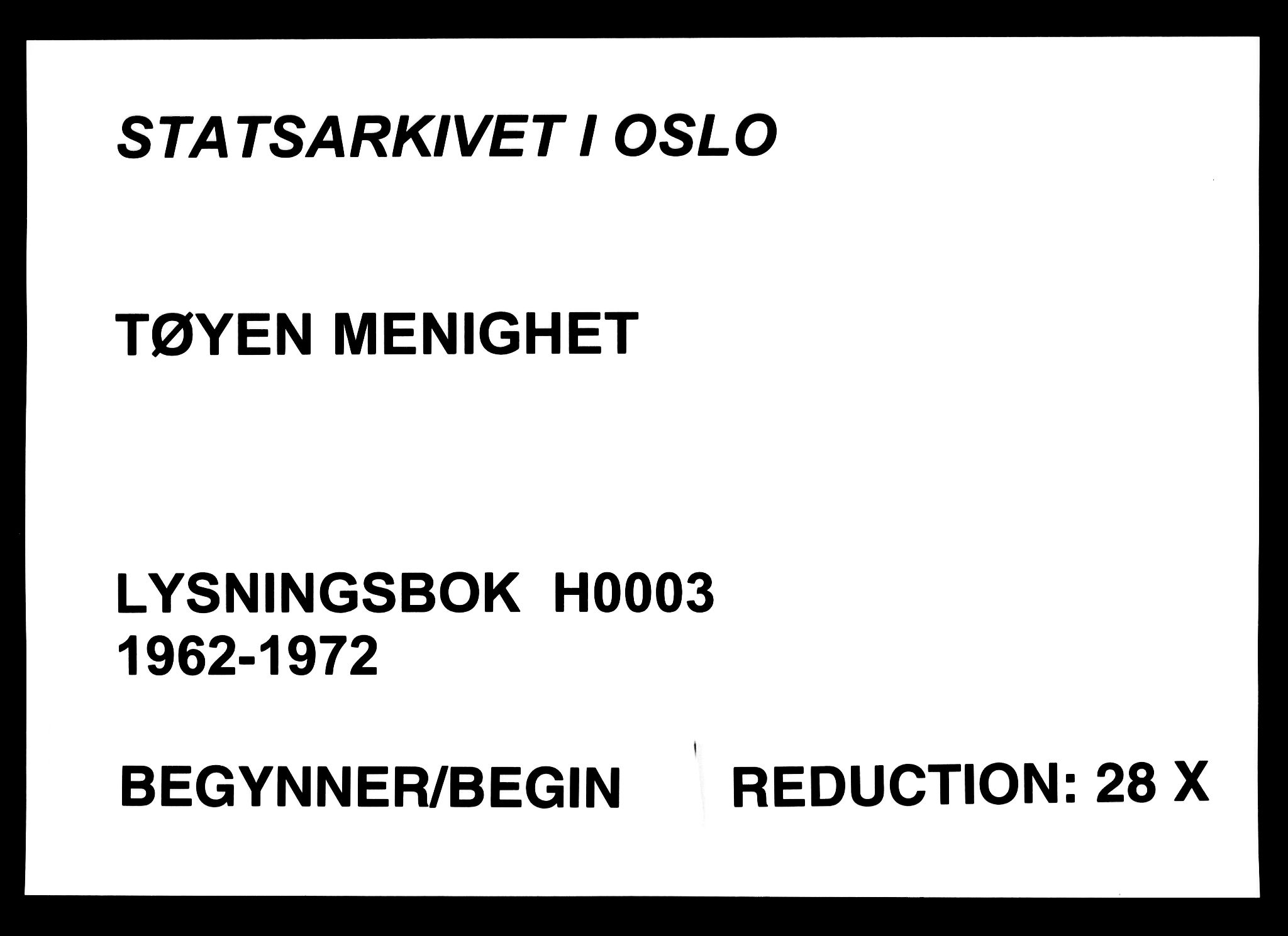 Tøyen prestekontor Kirkebøker, SAO/A-10167a/H/Ha/L0003: Lysningsprotokoll nr. 3, 1962-1972