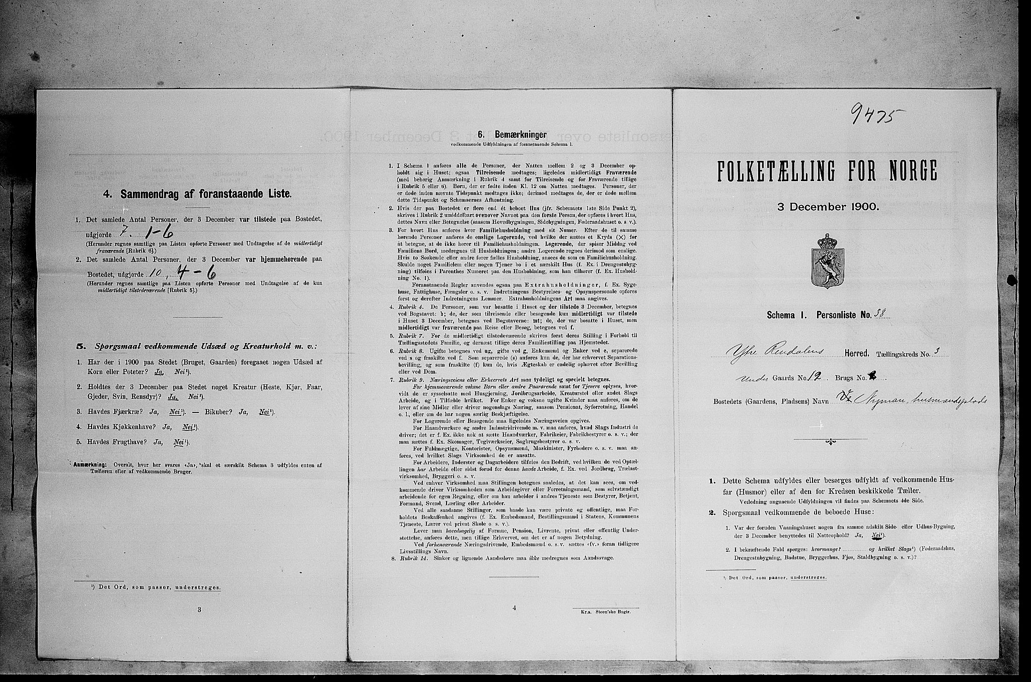 SAH, Folketelling 1900 for 0432 Ytre Rendal herred, 1900, s. 318