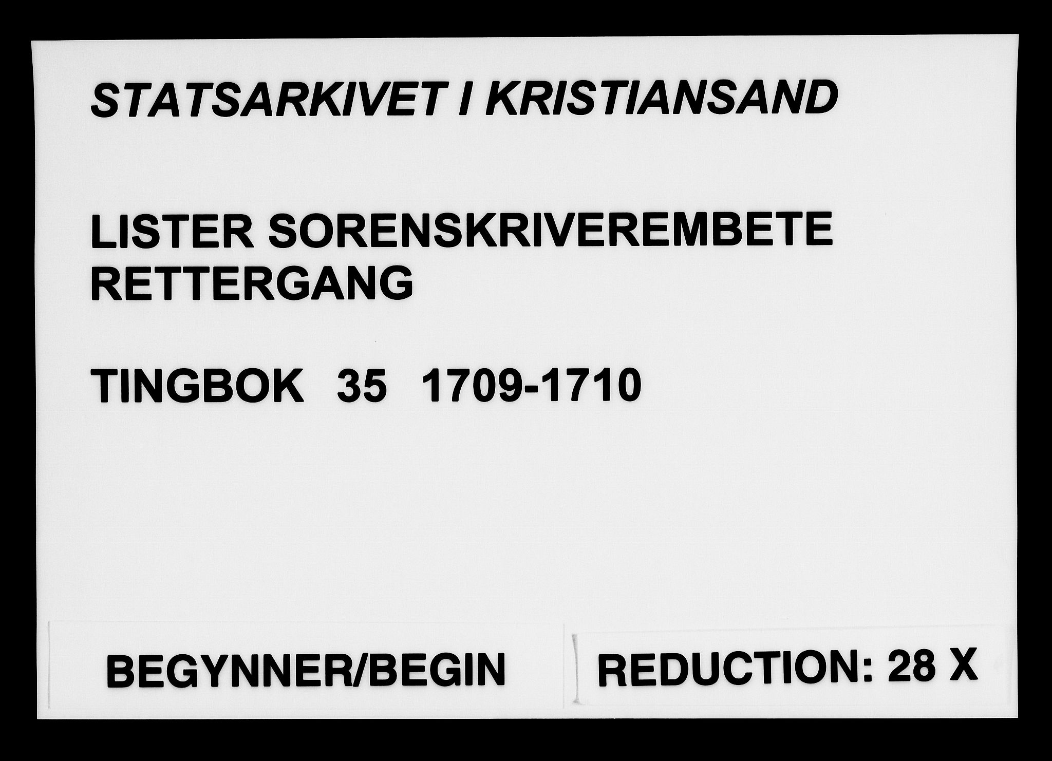 Lister sorenskriveri, SAK/1221-0003/F/Fa/L0035: Tingbok nr 35, 1709-1710