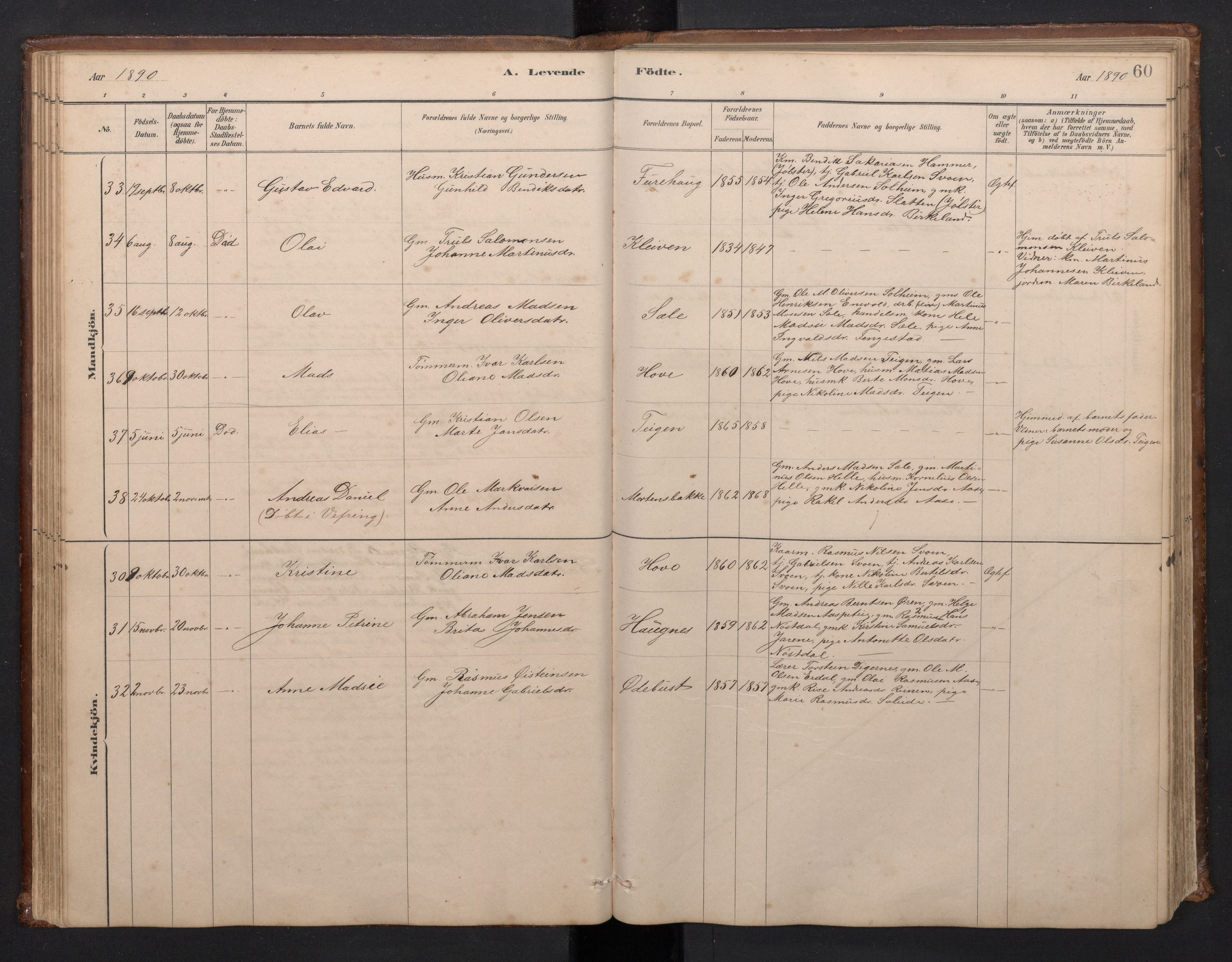 Førde sokneprestembete, AV/SAB-A-79901/H/Hab/Habd/L0003: Klokkerbok nr. D 3, 1881-1897, s. 59b-60a