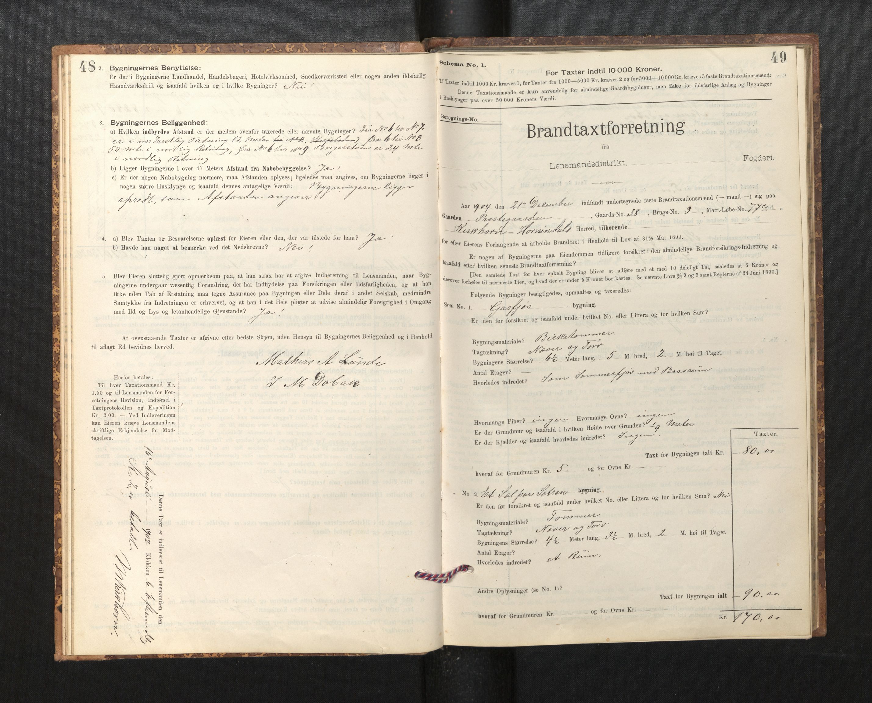 Lensmannen i Hornindal, SAB/A-28201/0012/L0001: Branntakstprotokoll, skjematakst, 1895-1951, s. 48-49