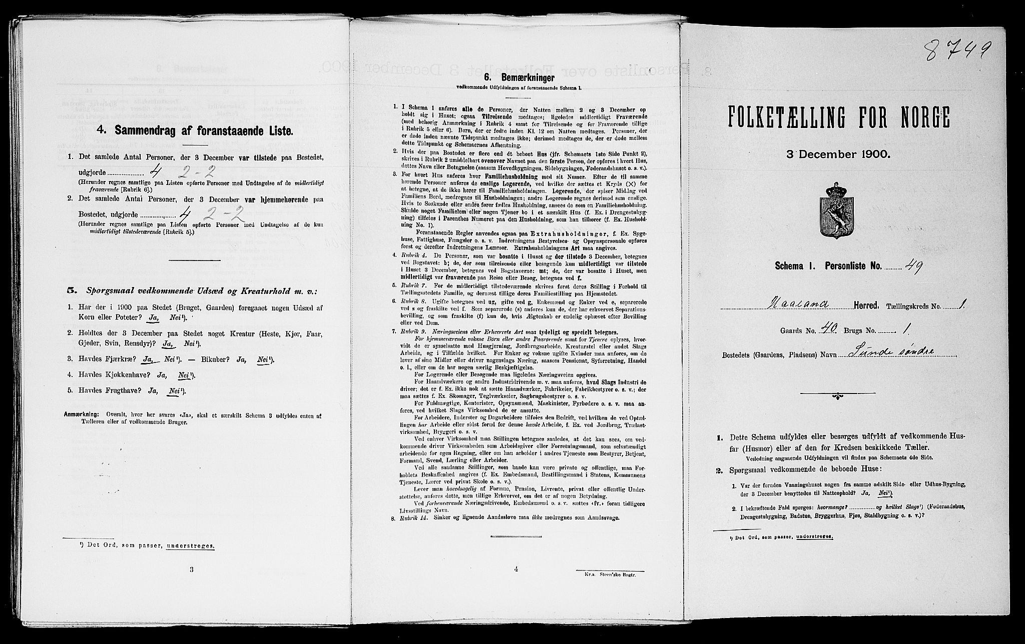 SAST, Folketelling 1900 for 1124 Haaland herred, 1900, s. 196