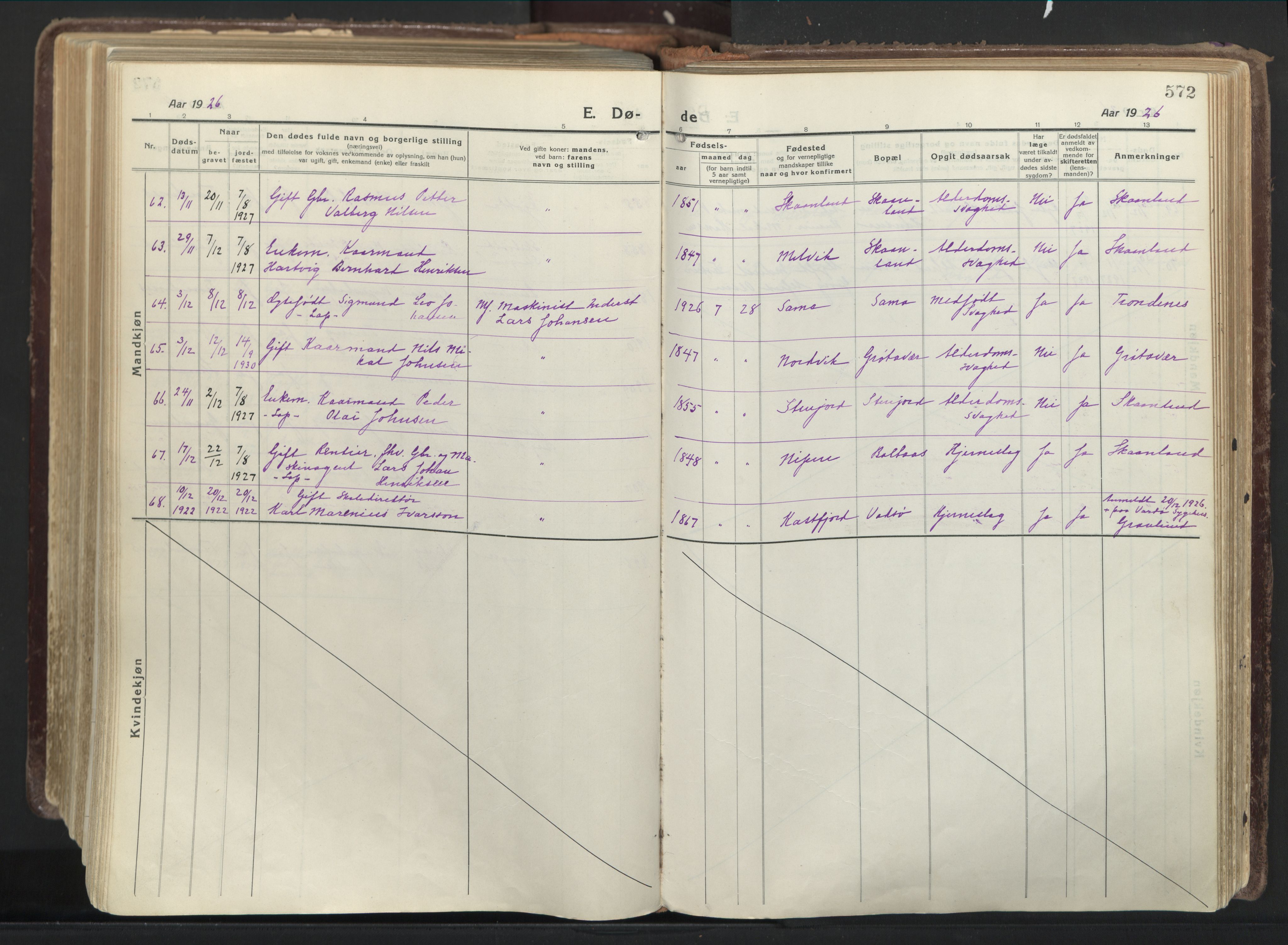 Trondenes sokneprestkontor, AV/SATØ-S-1319/H/Ha/L0019kirke: Ministerialbok nr. 19, 1919-1928, s. 572