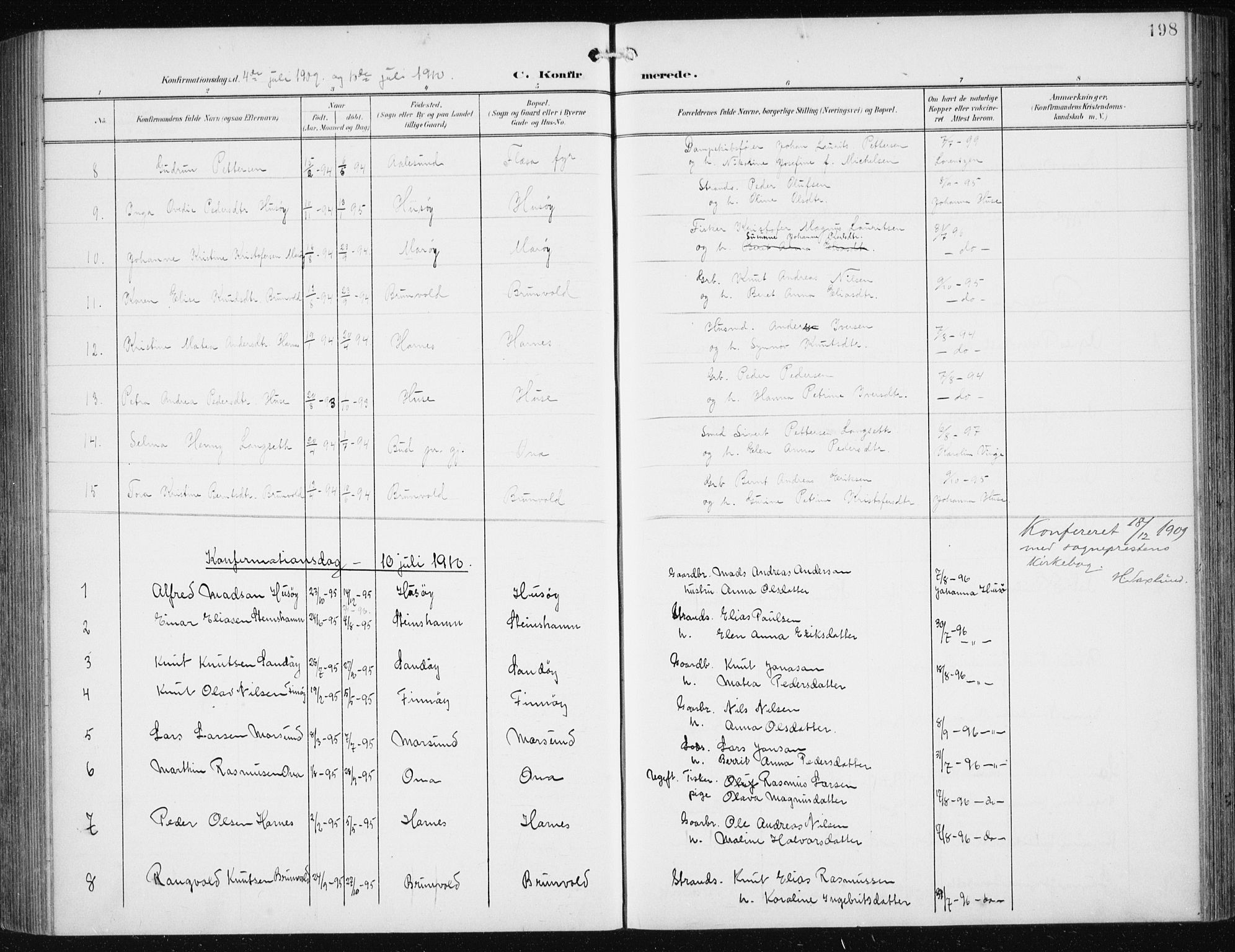 Ministerialprotokoller, klokkerbøker og fødselsregistre - Møre og Romsdal, SAT/A-1454/561/L0733: Klokkerbok nr. 561C03, 1900-1940, s. 198