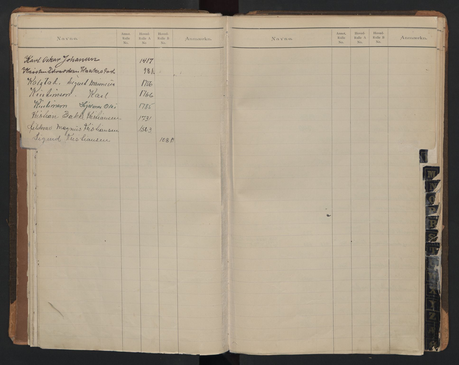 Holmestrand innrulleringskontor, SAKO/A-1151/G/Ga/L0001: Register, 1868-1948, s. 35