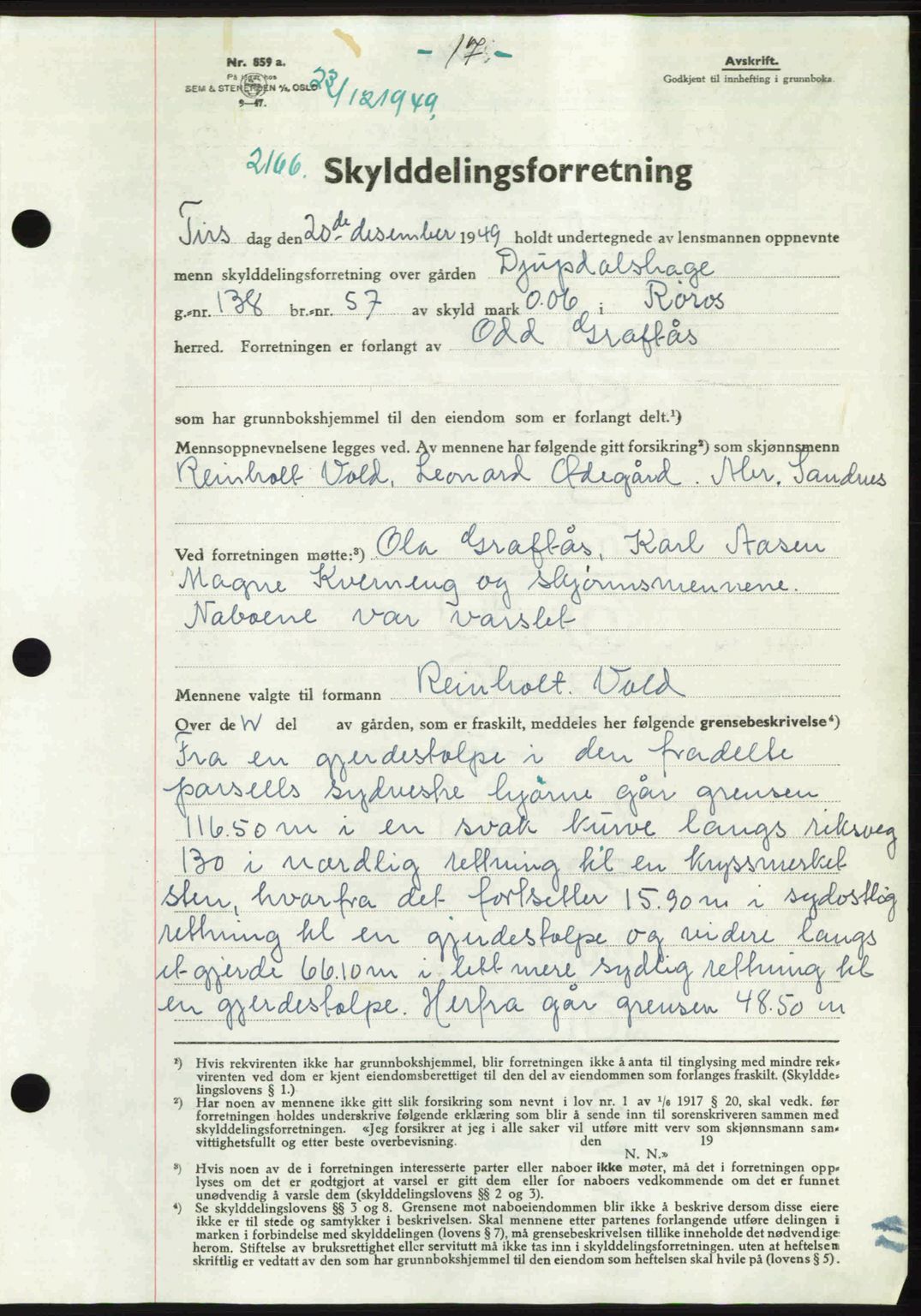Gauldal sorenskriveri, SAT/A-0014/1/2/2C: Pantebok nr. A9, 1949-1950, Dagboknr: 2166/1949