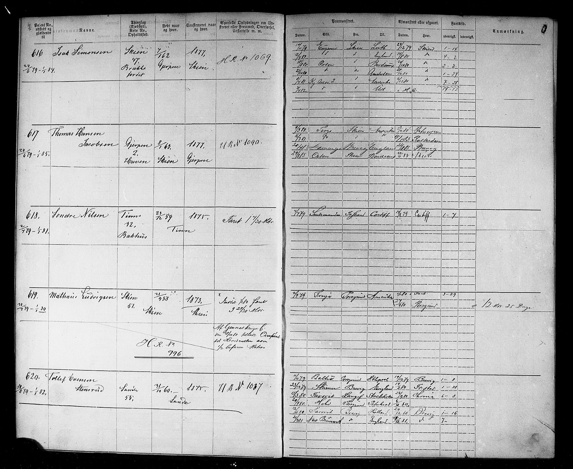 Skien innrulleringskontor, AV/SAKO-A-832/F/Fc/L0003: Annotasjonsrulle, 1879-1899, s. 7