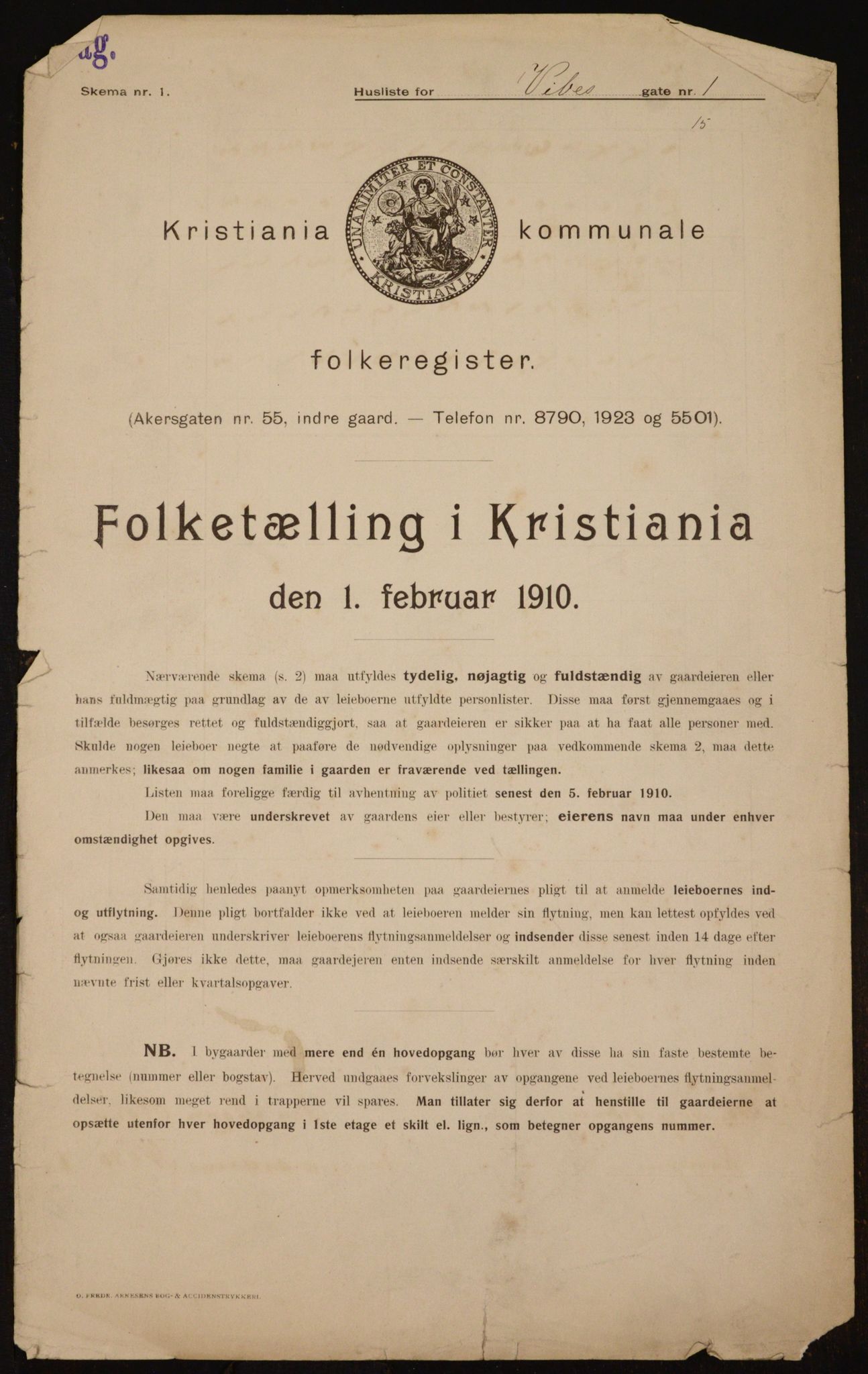 OBA, Kommunal folketelling 1.2.1910 for Kristiania, 1910, s. 116190