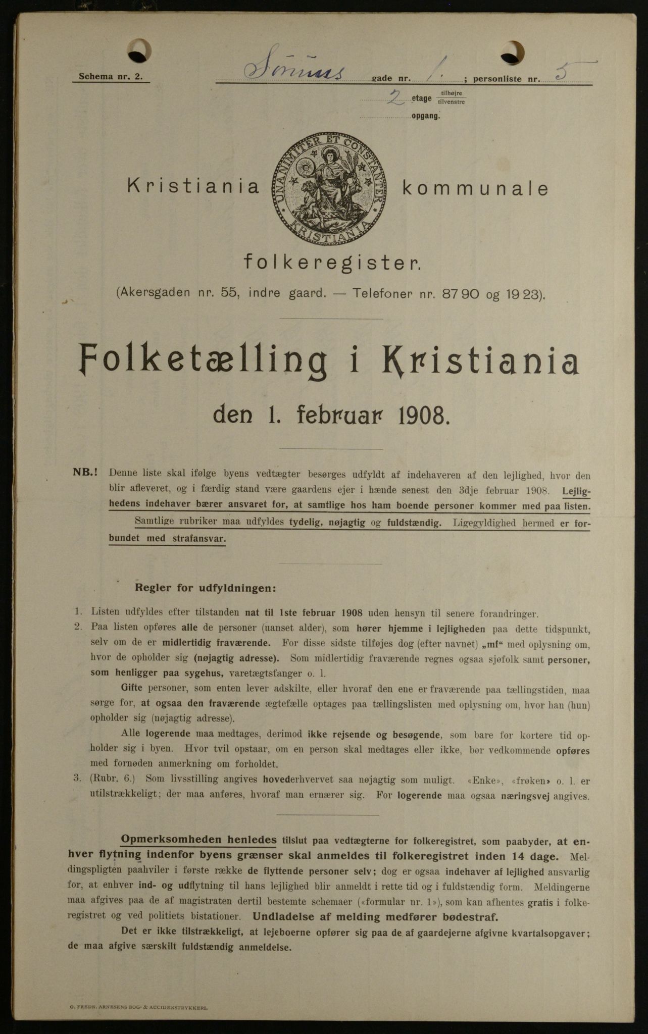 OBA, Kommunal folketelling 1.2.1908 for Kristiania kjøpstad, 1908, s. 96066