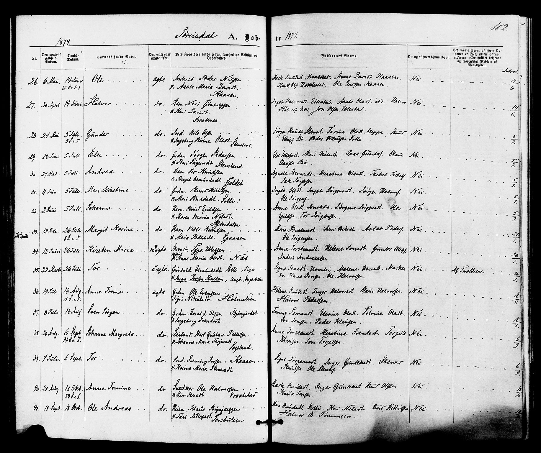 Drangedal kirkebøker, AV/SAKO-A-258/F/Fa/L0009: Ministerialbok nr. 9 /2, 1872-1884, s. 102