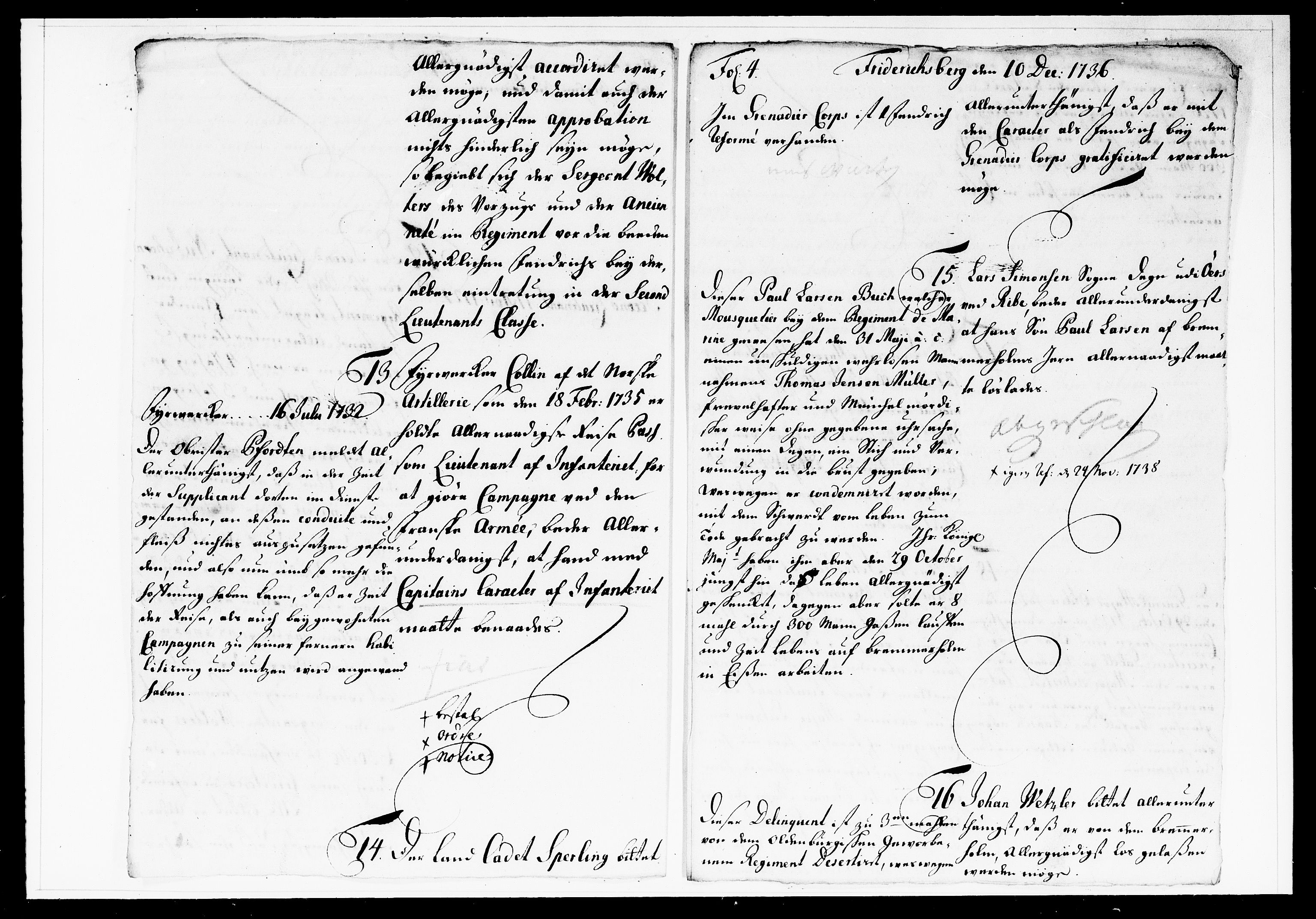 Krigskollegiet, Krigskancelliet, DRA/A-0006/-/1130-1137: Refererede sager, 1736, s. 460