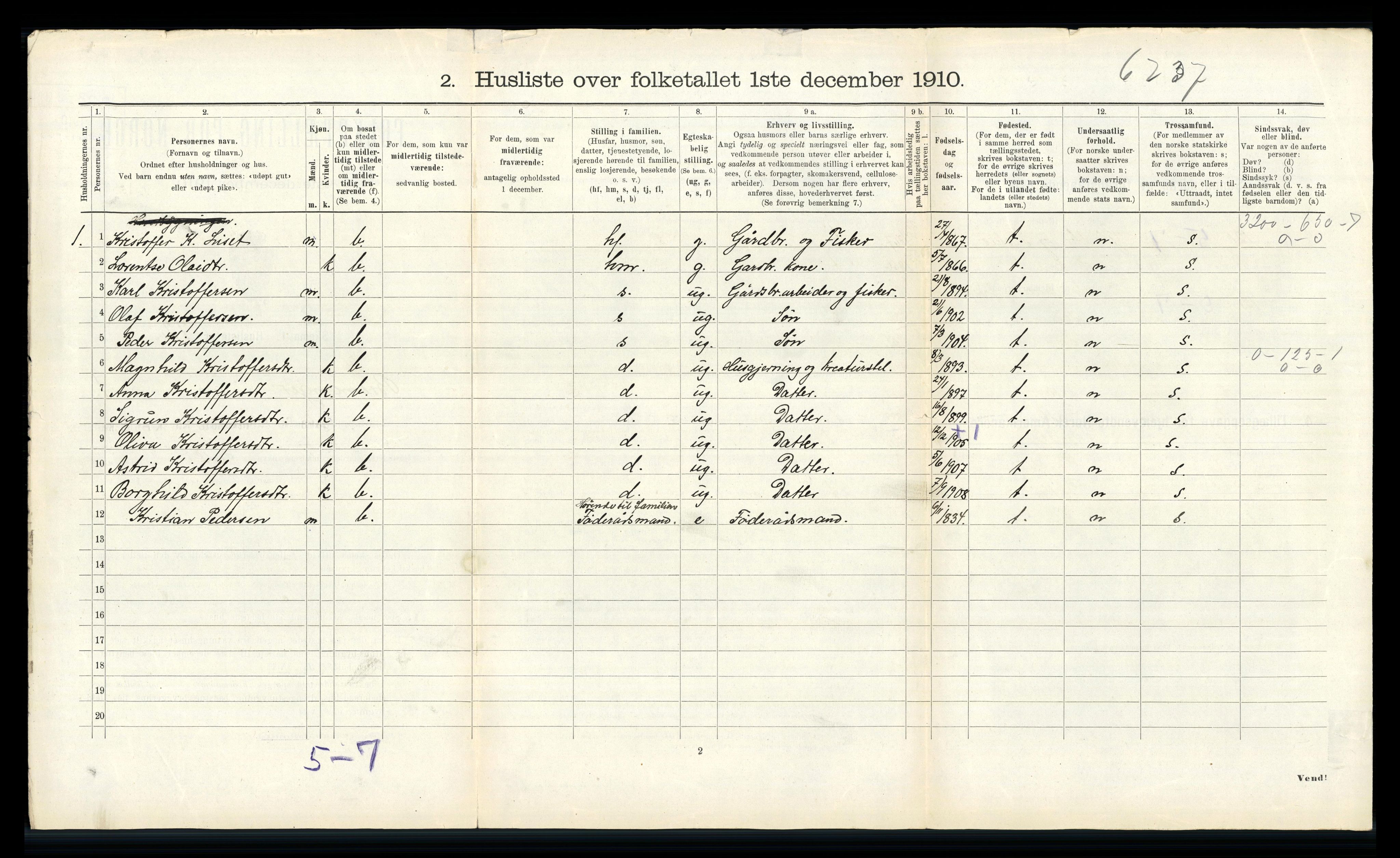 RA, Folketelling 1910 for 1438 Bremanger herred, 1910, s. 192