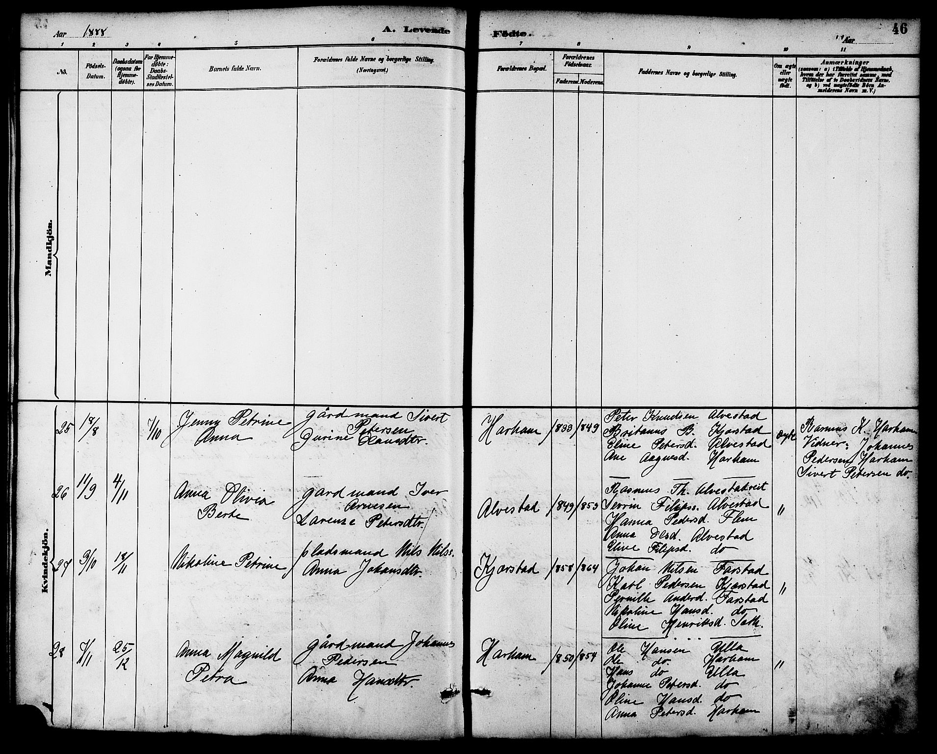 Ministerialprotokoller, klokkerbøker og fødselsregistre - Møre og Romsdal, AV/SAT-A-1454/536/L0501: Ministerialbok nr. 536A10, 1884-1896, s. 46