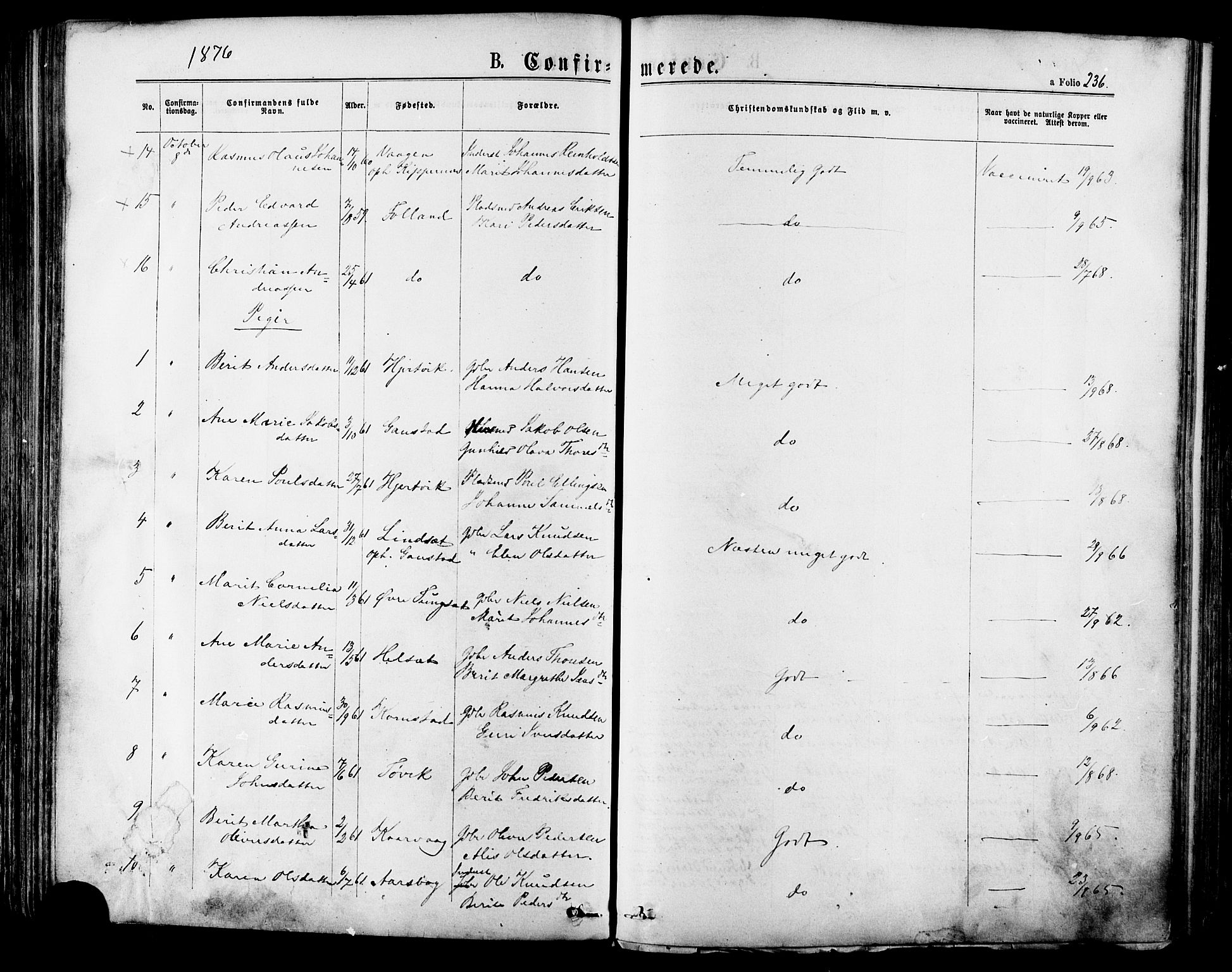 Ministerialprotokoller, klokkerbøker og fødselsregistre - Møre og Romsdal, AV/SAT-A-1454/568/L0805: Ministerialbok nr. 568A12 /1, 1869-1884, s. 236