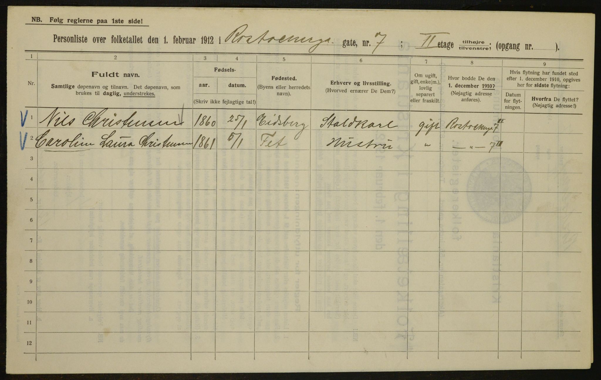 OBA, Kommunal folketelling 1.2.1912 for Kristiania, 1912, s. 84703