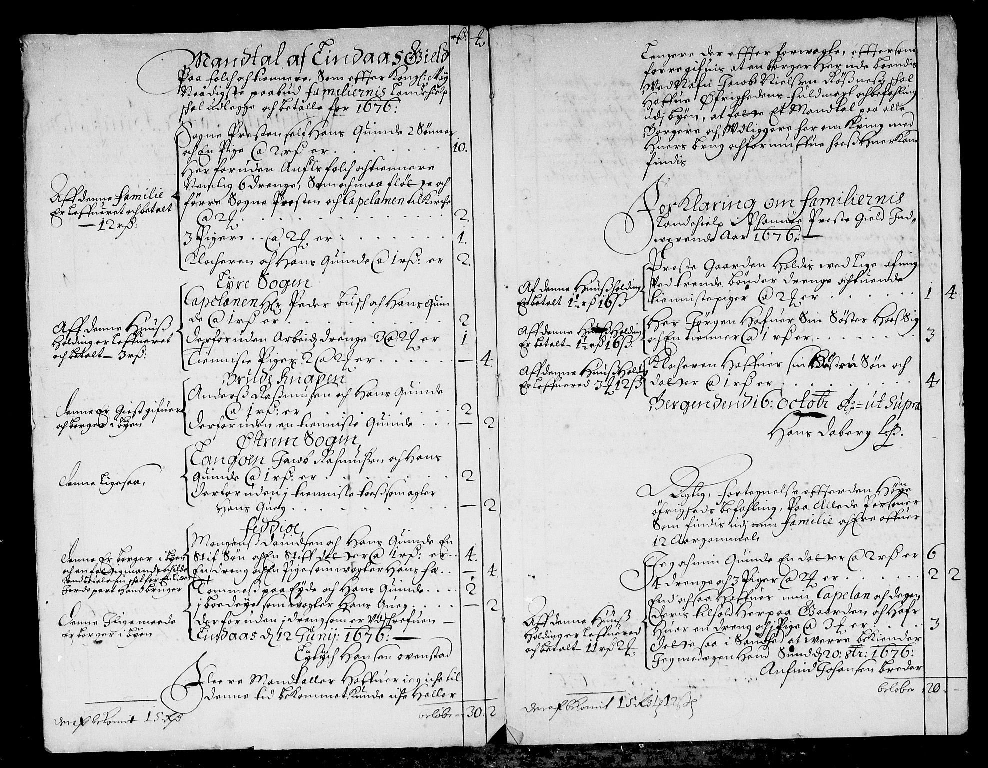 Rentekammeret inntil 1814, Reviderte regnskaper, Stiftamtstueregnskaper, Bergen stiftamt, RA/EA-6043/R/Rc/L0045: Bergen stiftamt, 1676