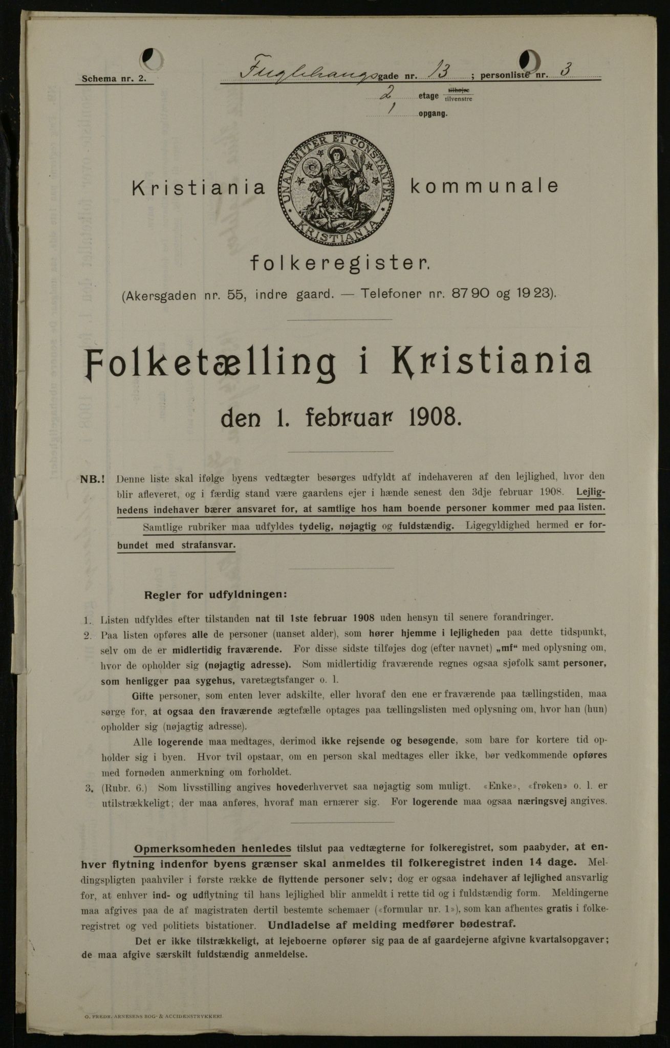 OBA, Kommunal folketelling 1.2.1908 for Kristiania kjøpstad, 1908, s. 25693