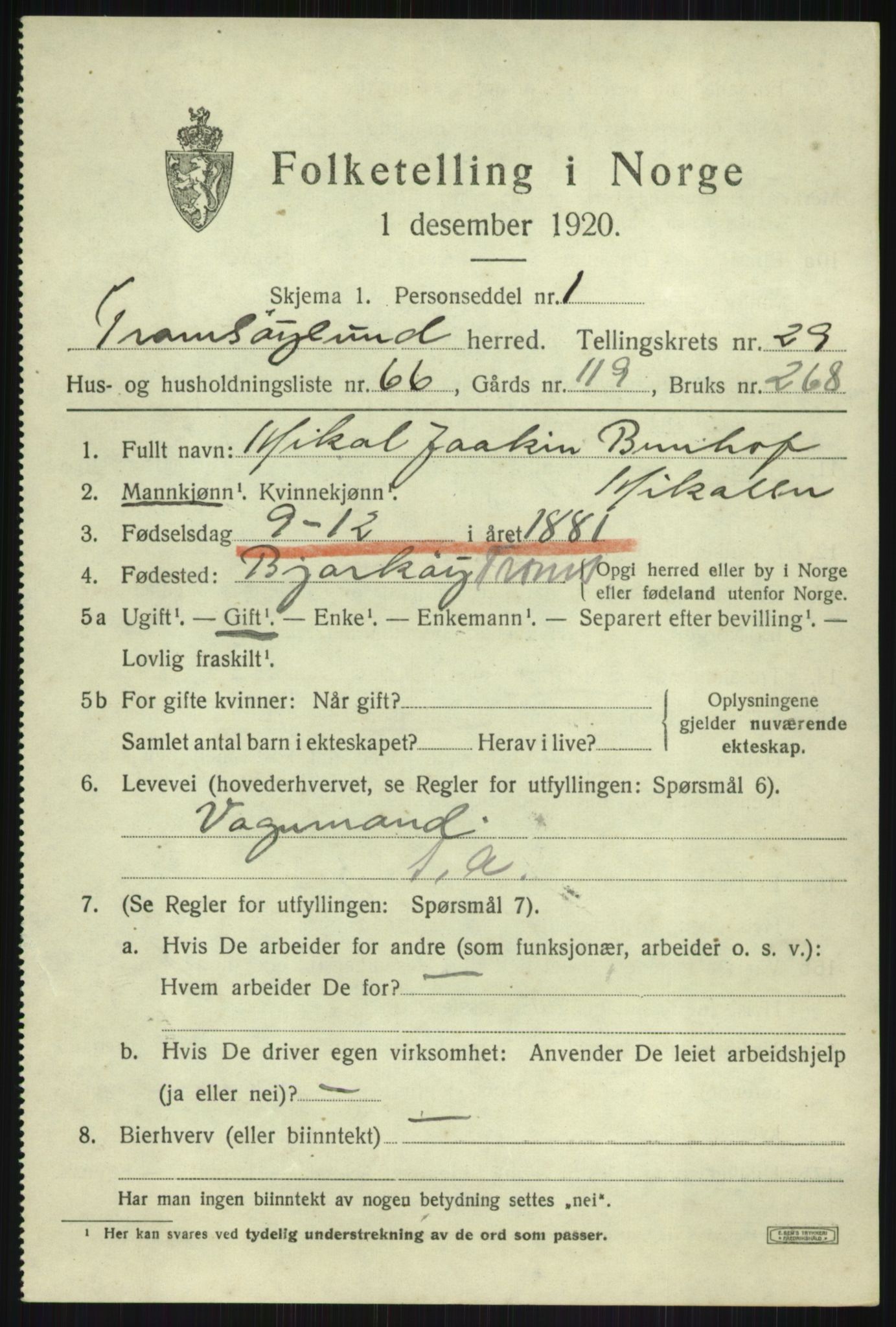 SATØ, Folketelling 1920 for 1934 Tromsøysund herred, 1920, s. 14192