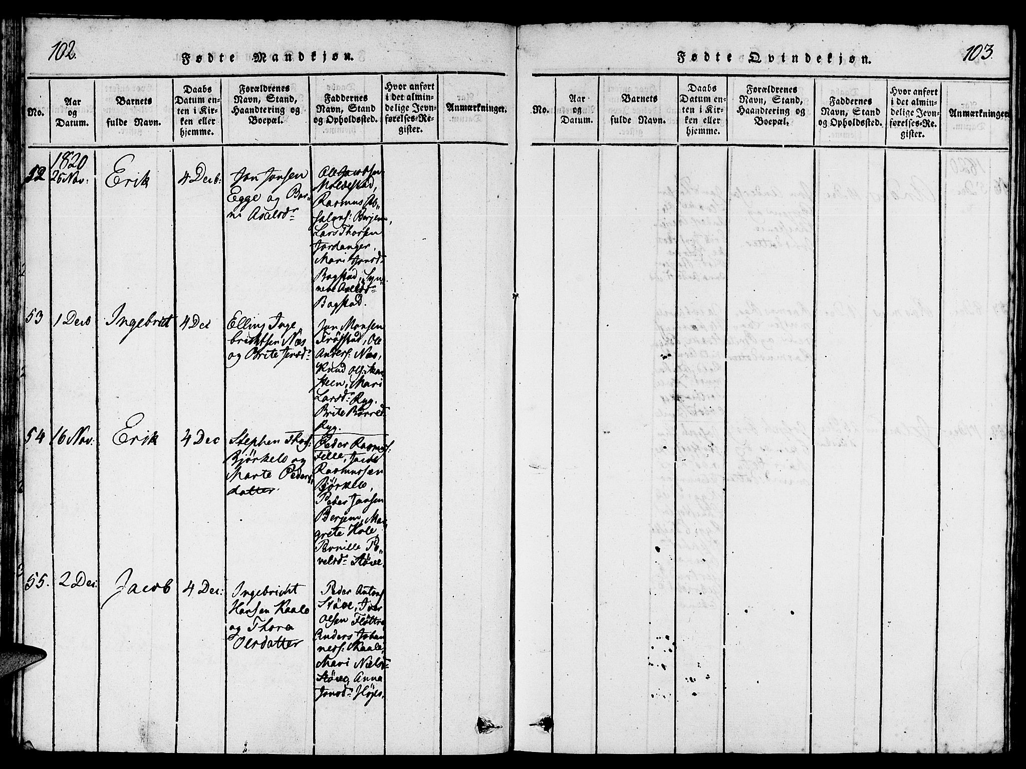 Gloppen sokneprestembete, AV/SAB-A-80101/H/Hab/Haba/L0001: Klokkerbok nr. A 1, 1816-1827, s. 102-103