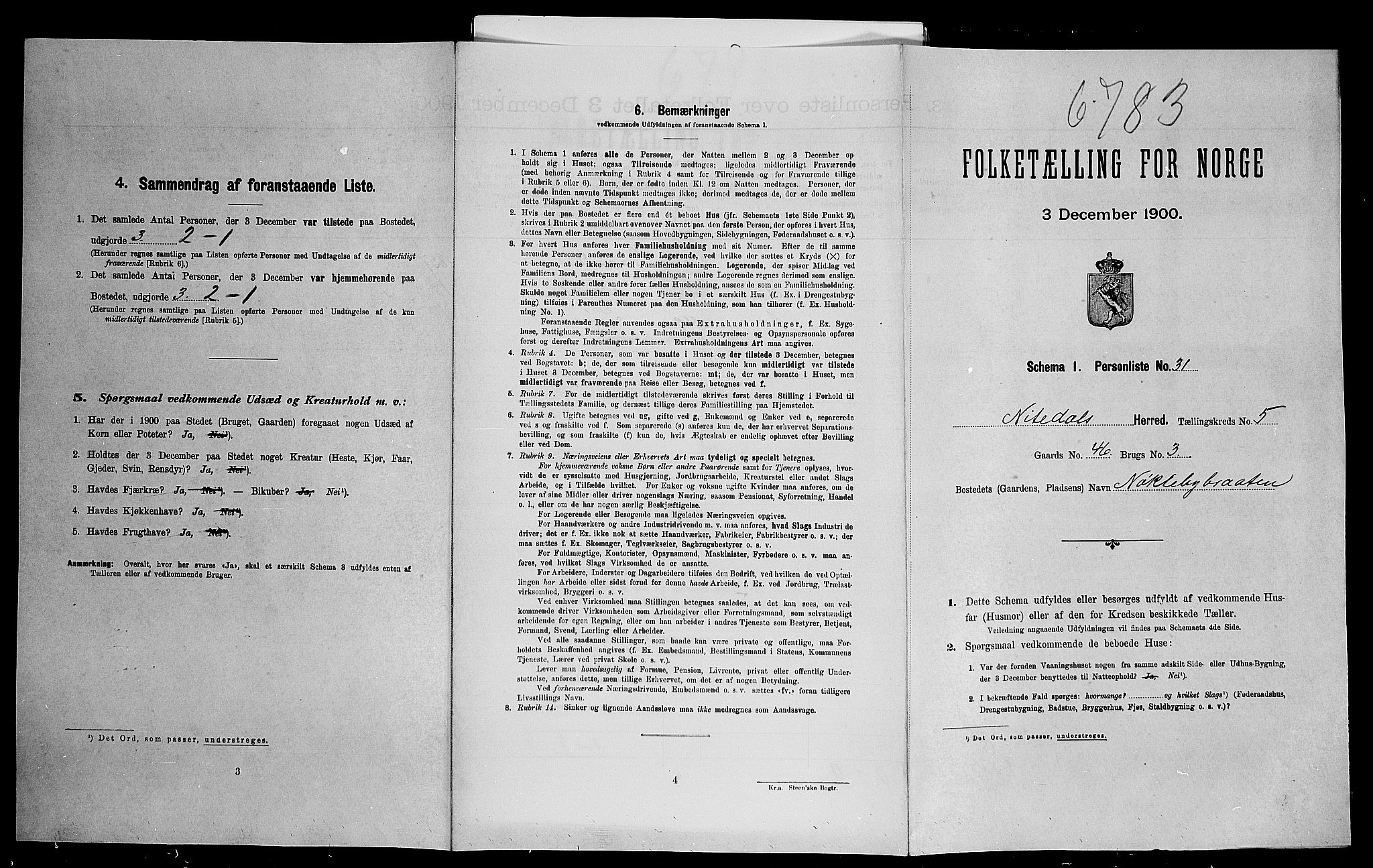 SAO, Folketelling 1900 for 0233 Nittedal herred, 1900