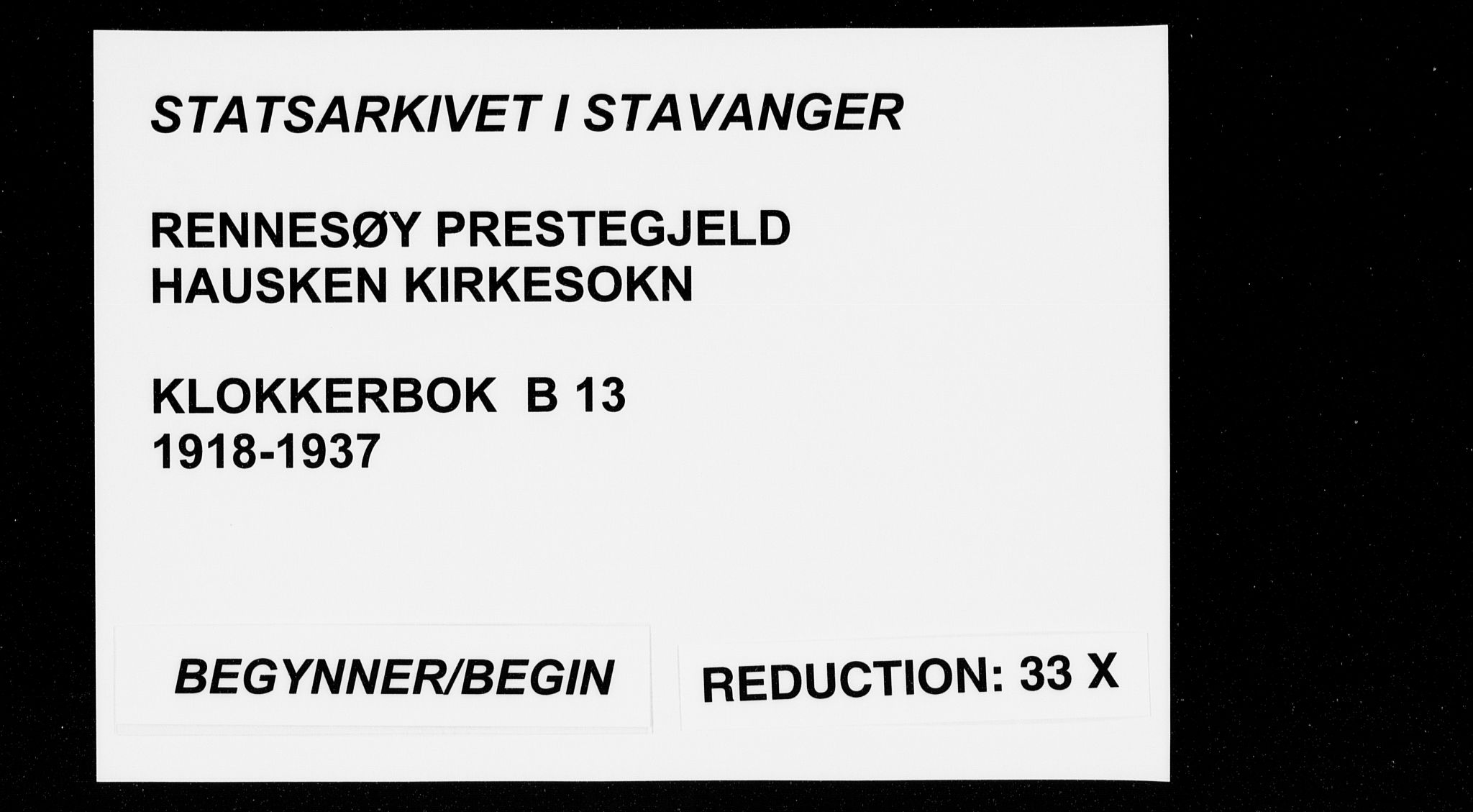 Rennesøy sokneprestkontor, SAST/A -101827/H/Ha/Hab/L0014: Klokkerbok nr. B 13, 1918-1937