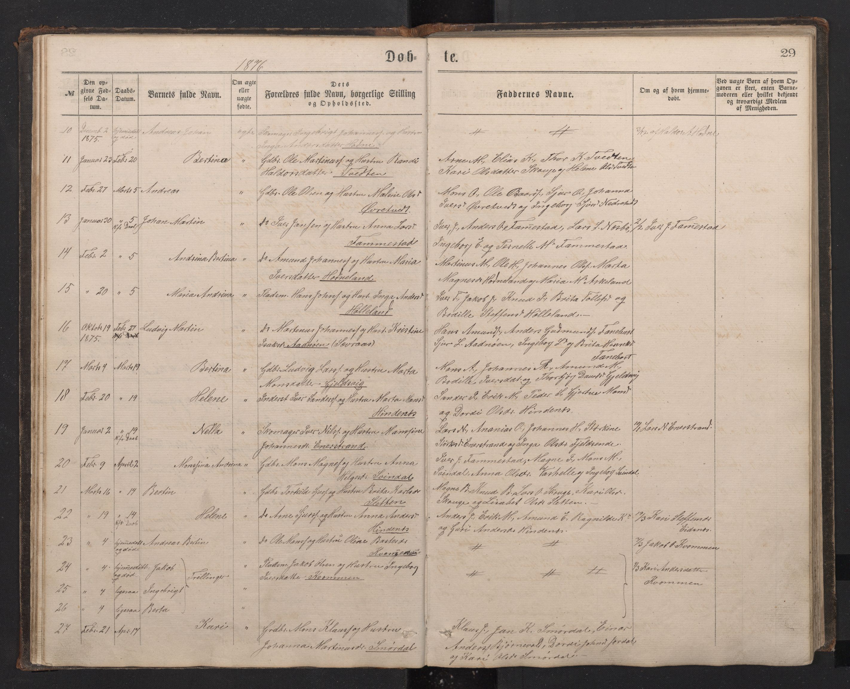Lindås Sokneprestembete, AV/SAB-A-76701/H/Hab/Habe/L0002: Klokkerbok nr. E 2, 1867-1892, s. 28b-29a