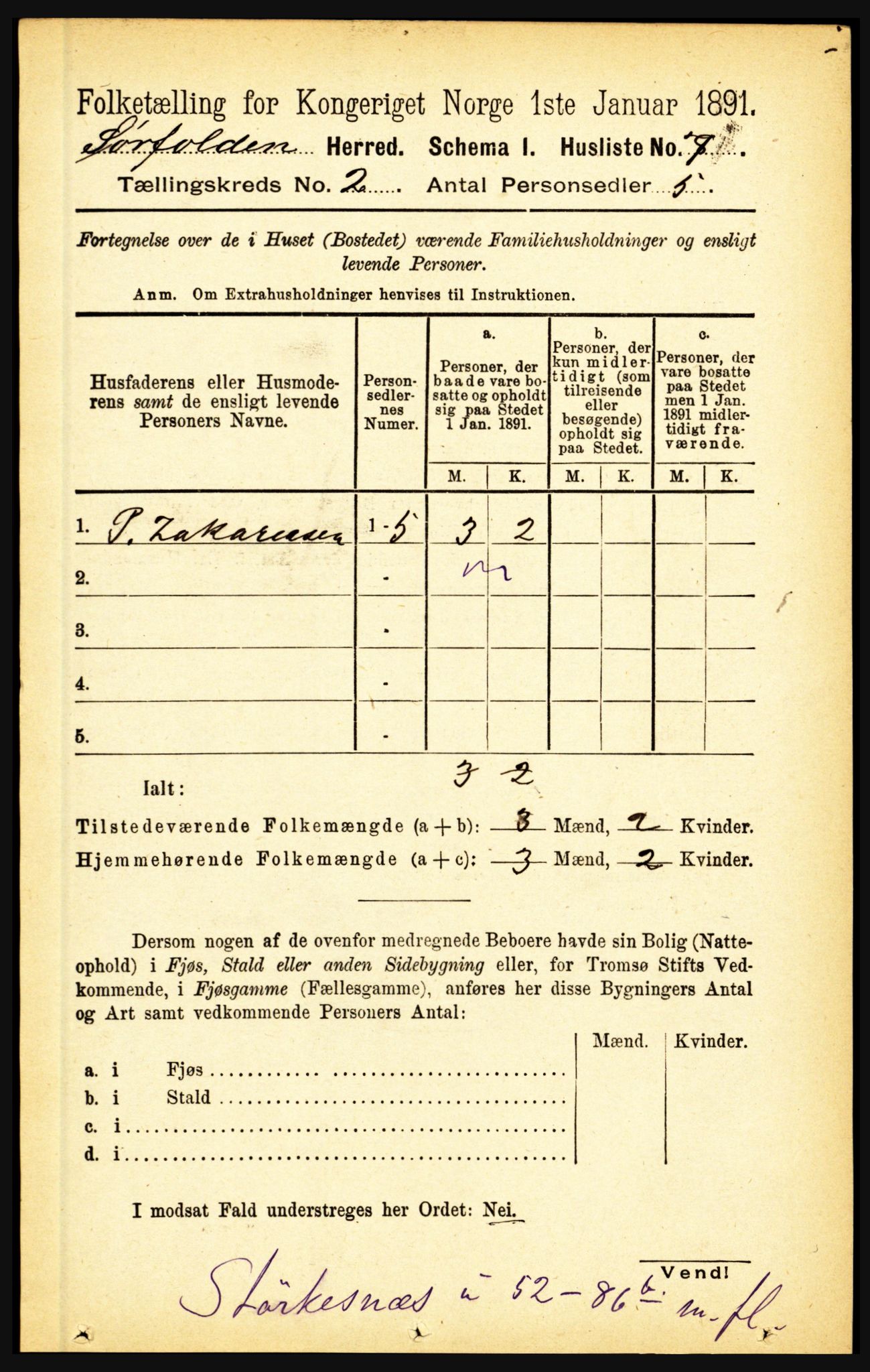 RA, Folketelling 1891 for 1845 Sørfold herred, 1891, s. 180