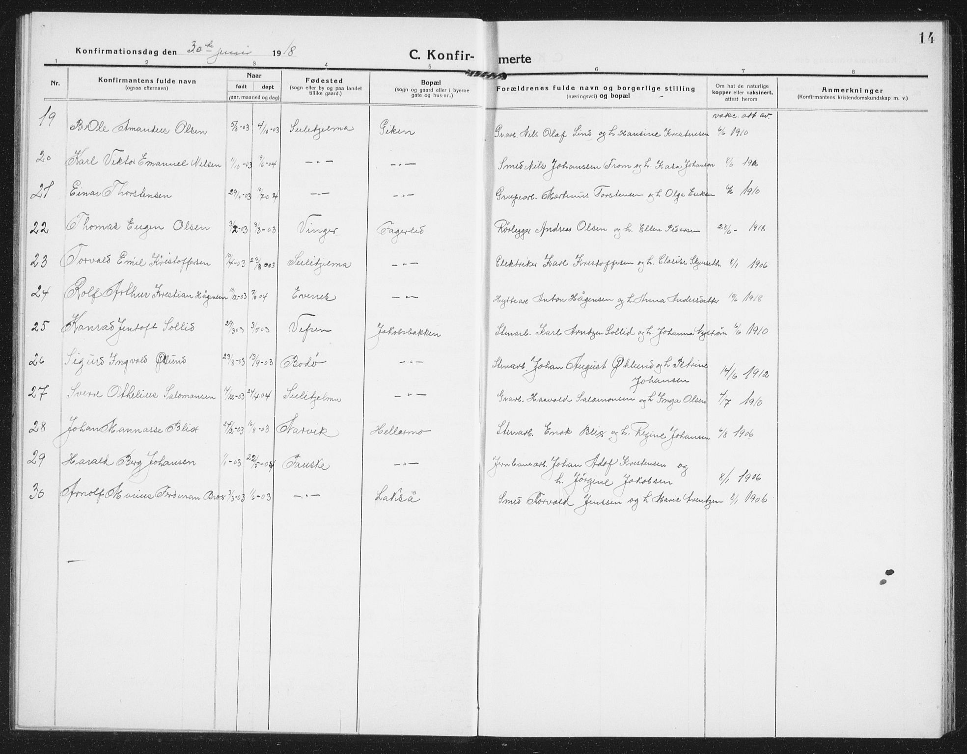 Ministerialprotokoller, klokkerbøker og fødselsregistre - Nordland, AV/SAT-A-1459/850/L0717: Klokkerbok nr. 850C01, 1915-1941, s. 14