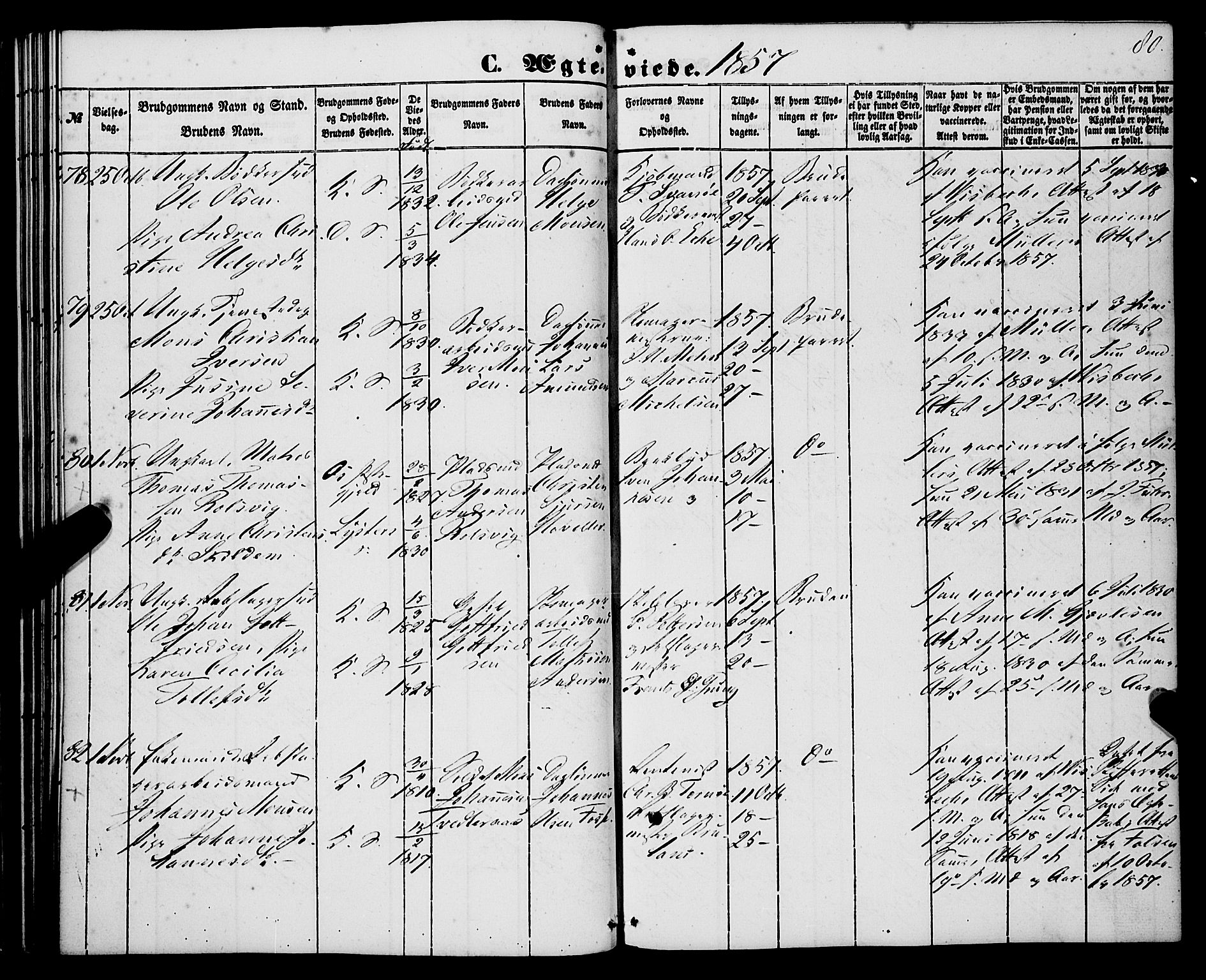 Korskirken sokneprestembete, SAB/A-76101/H/Haa/L0035: Ministerialbok nr. D 2, 1852-1867, s. 80