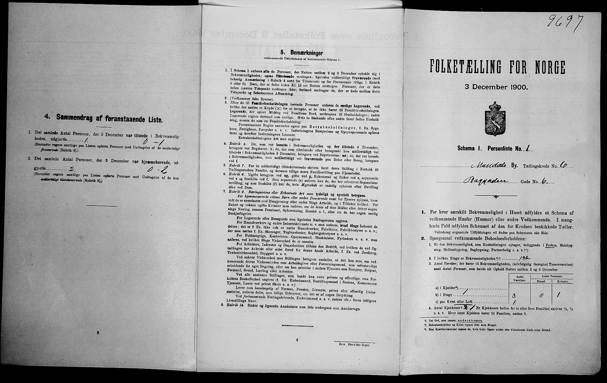 SAK, Folketelling 1900 for 1002 Mandal ladested, 1900, s. 740