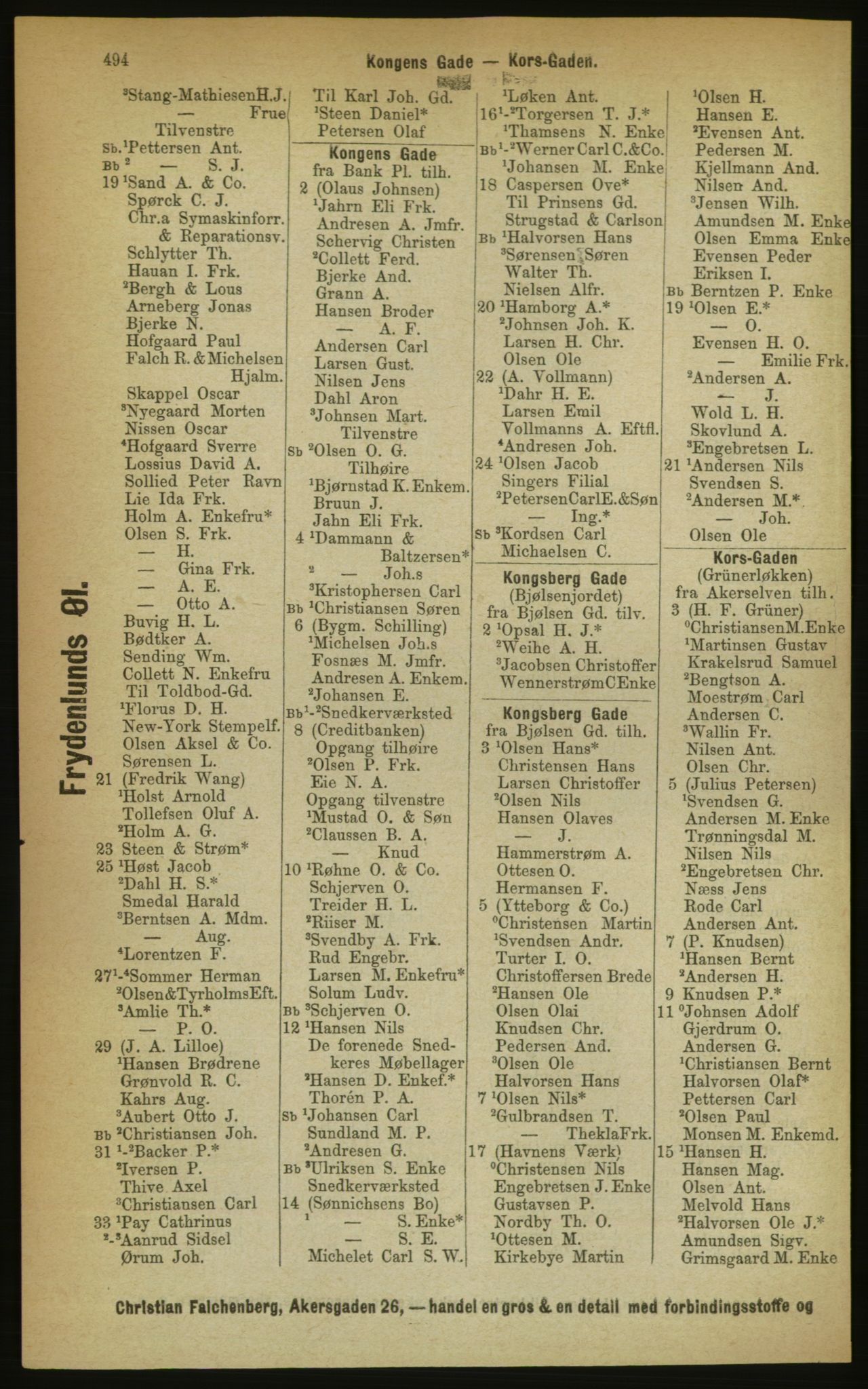 Kristiania/Oslo adressebok, PUBL/-, 1889, s. 494