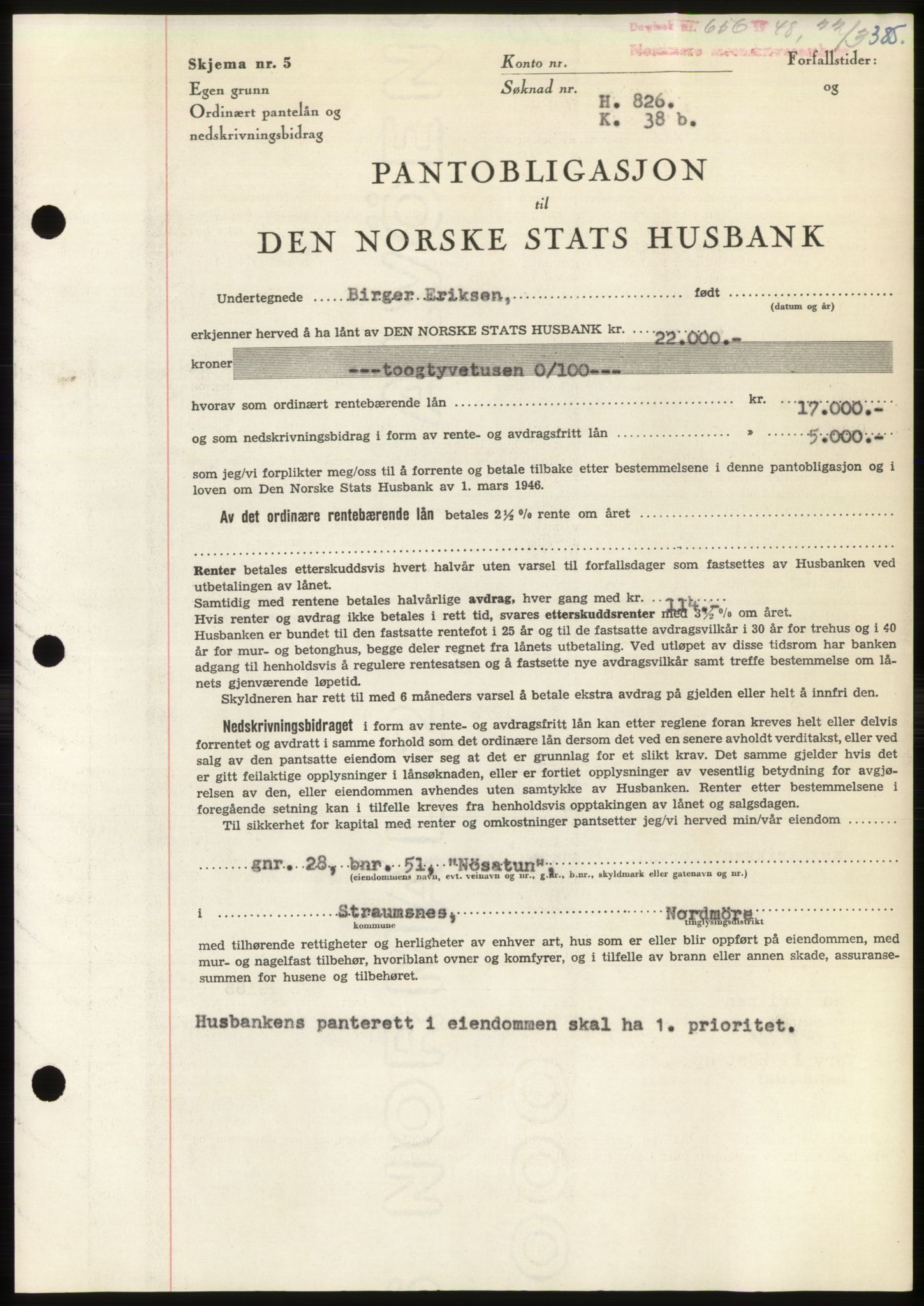 Nordmøre sorenskriveri, SAT/A-4132/1/2/2Ca: Pantebok nr. B98, 1948-1948, Dagboknr: 656/1948