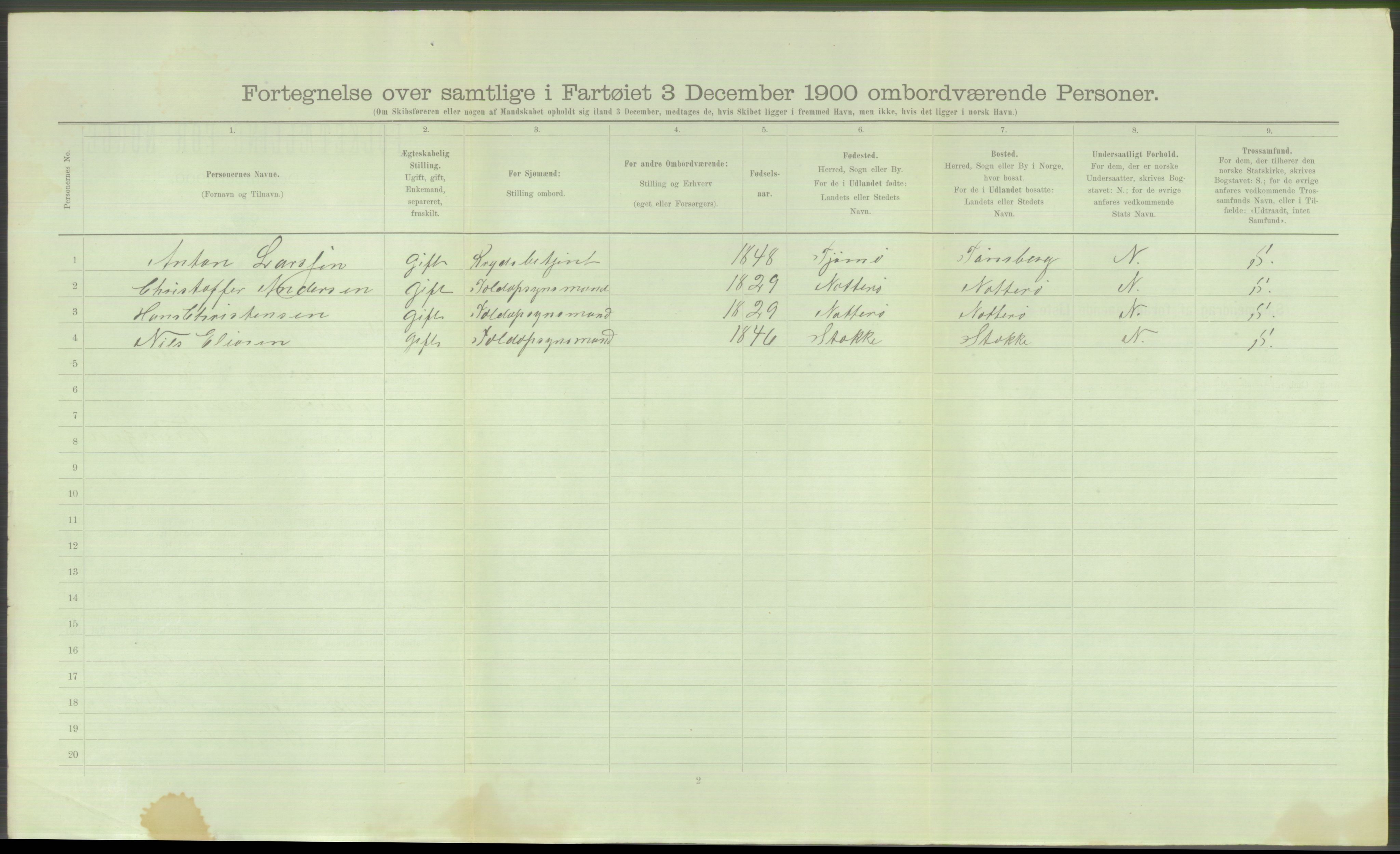 RA, Folketelling 1900 - skipslister med personlister for skip i norske havner, utenlandske havner og til havs, 1900, s. 492