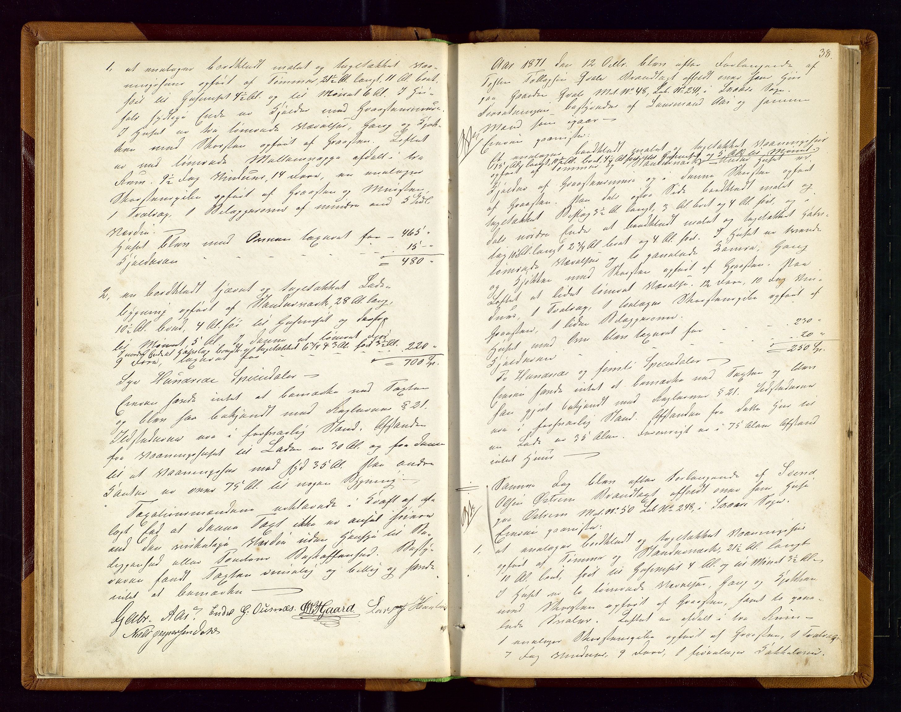 Torvestad lensmannskontor, SAST/A-100307/1/Goa/L0001: "Brandtaxationsprotokol for Torvestad Thinglag", 1867-1883, s. 37b-38a