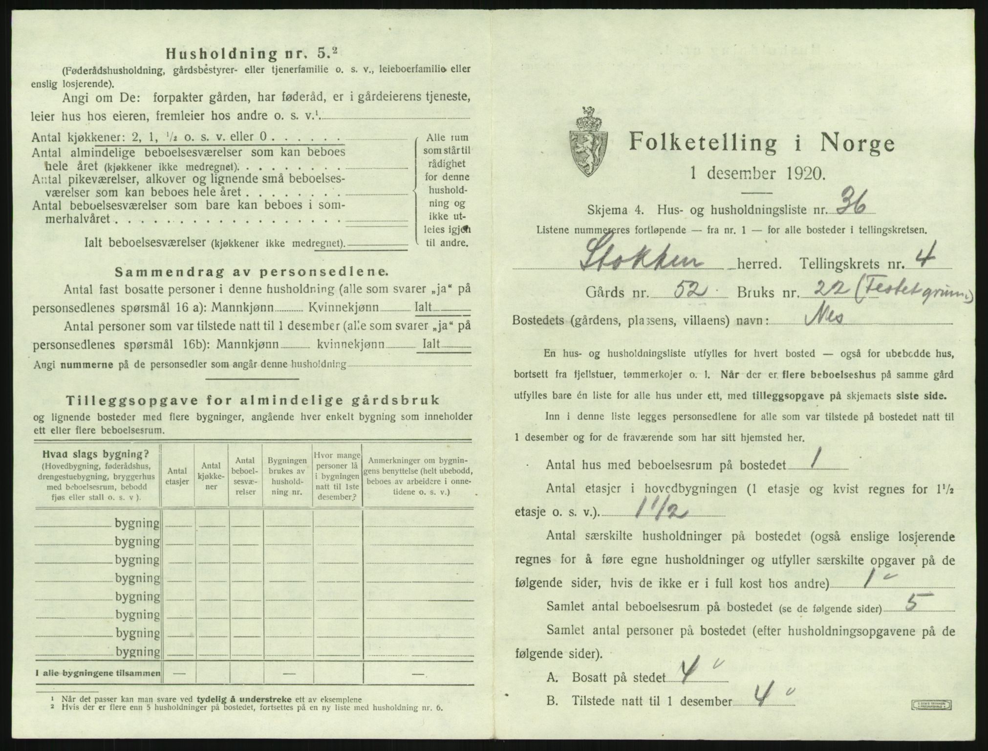 SAK, Folketelling 1920 for 0917 Stokken herred, 1920, s. 448