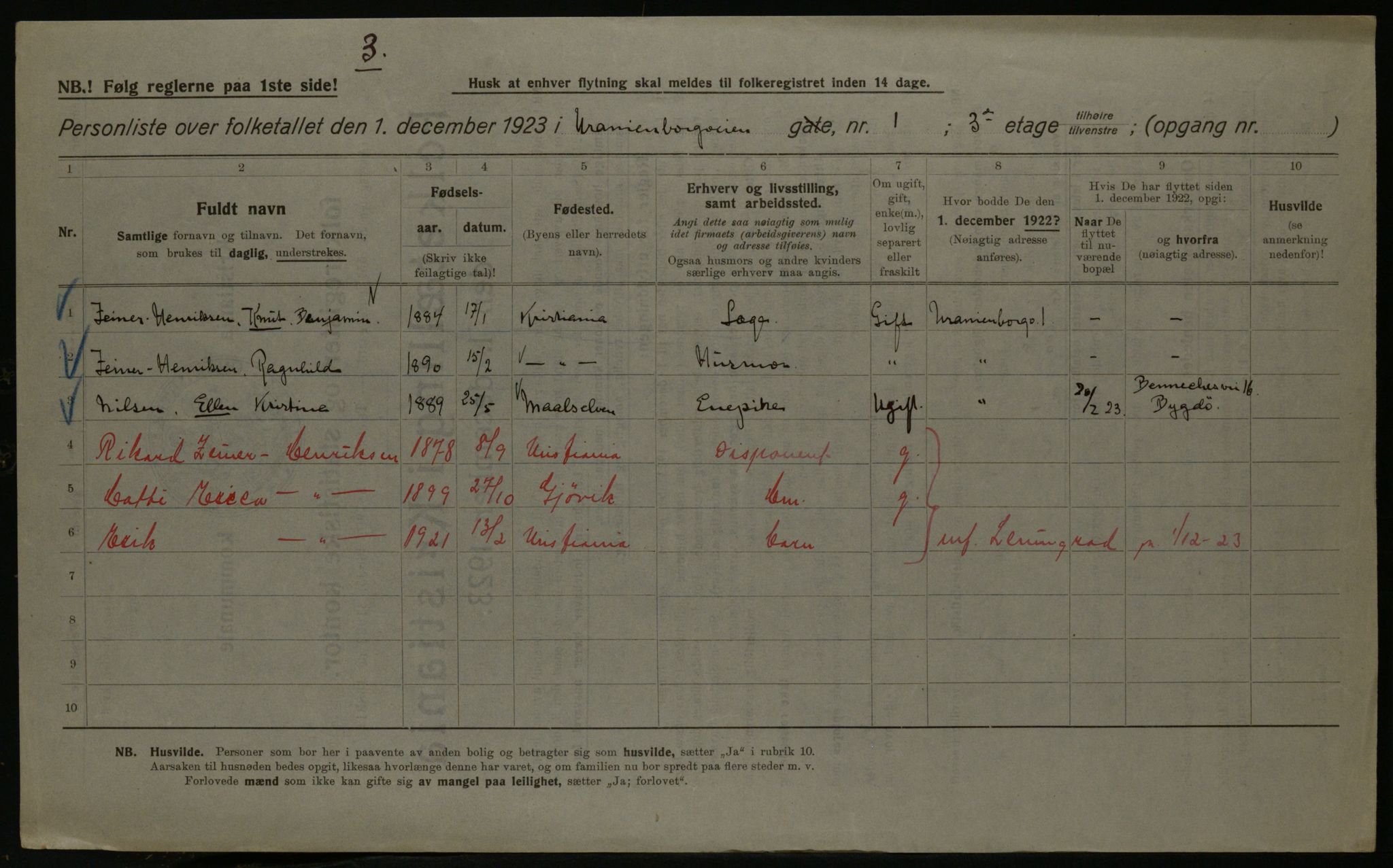 OBA, Kommunal folketelling 1.12.1923 for Kristiania, 1923, s. 133047