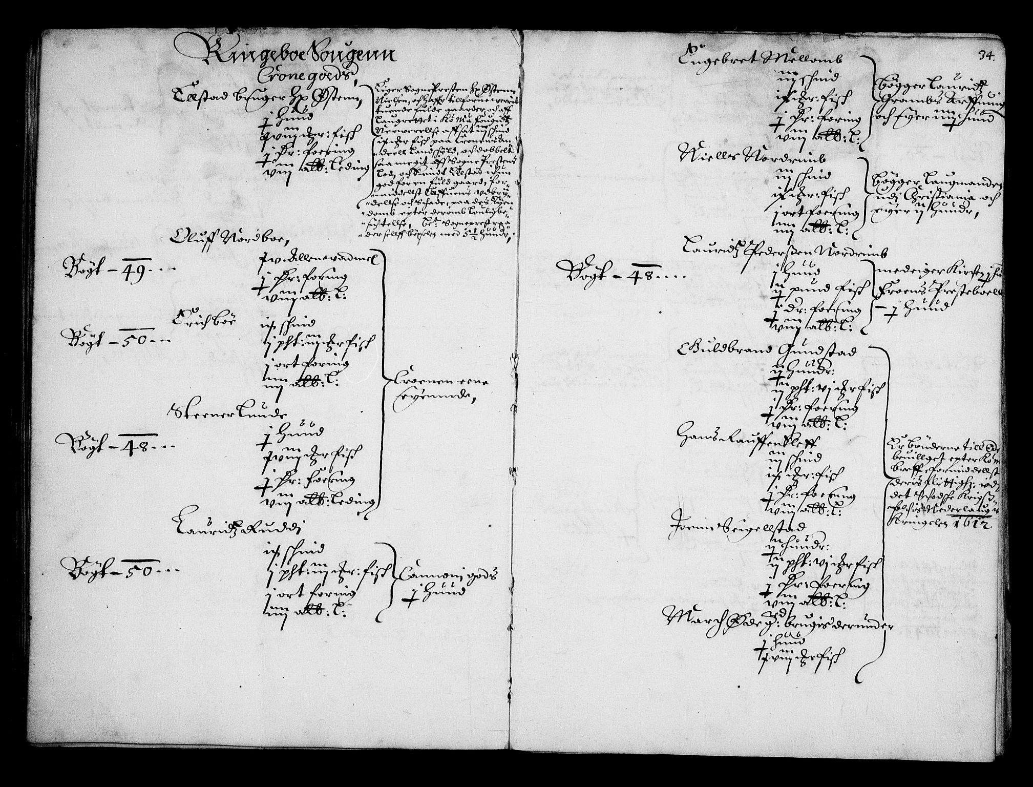 Rentekammeret inntil 1814, Realistisk ordnet avdeling, RA/EA-4070/N/Na/L0001: [XI f]: Akershus stifts jordebok, 1652, s. 33b-34a