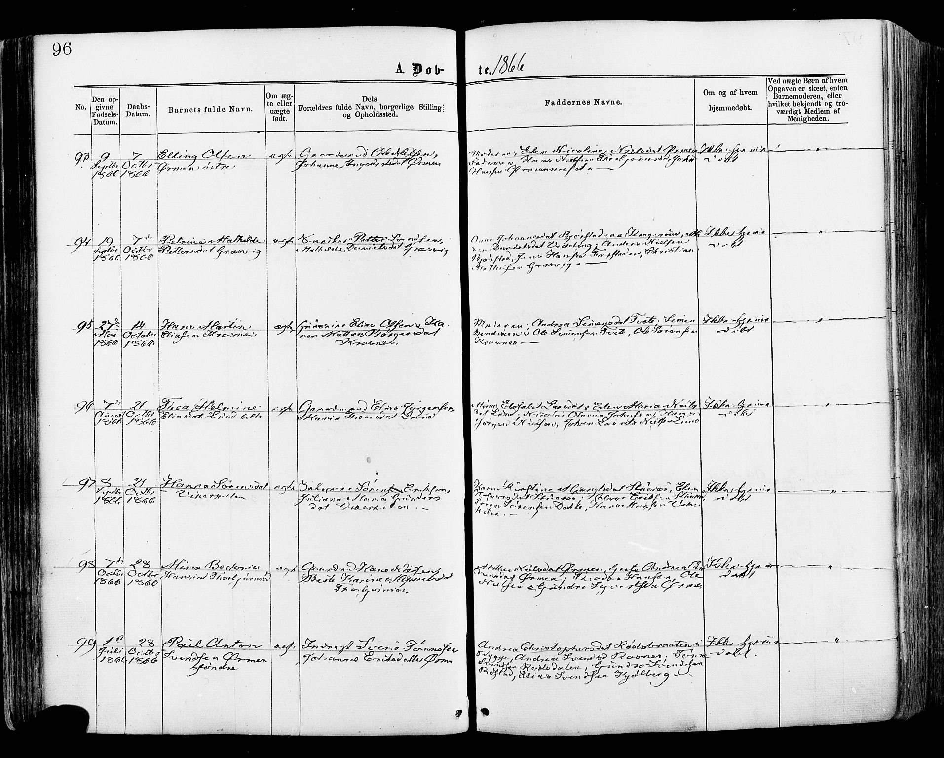 Onsøy prestekontor Kirkebøker, AV/SAO-A-10914/F/Fa/L0004: Ministerialbok nr. I 4, 1861-1877, s. 96