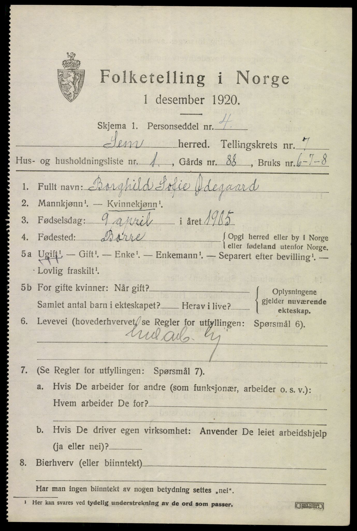 SAKO, Folketelling 1920 for 0721 Sem herred, 1920, s. 10349