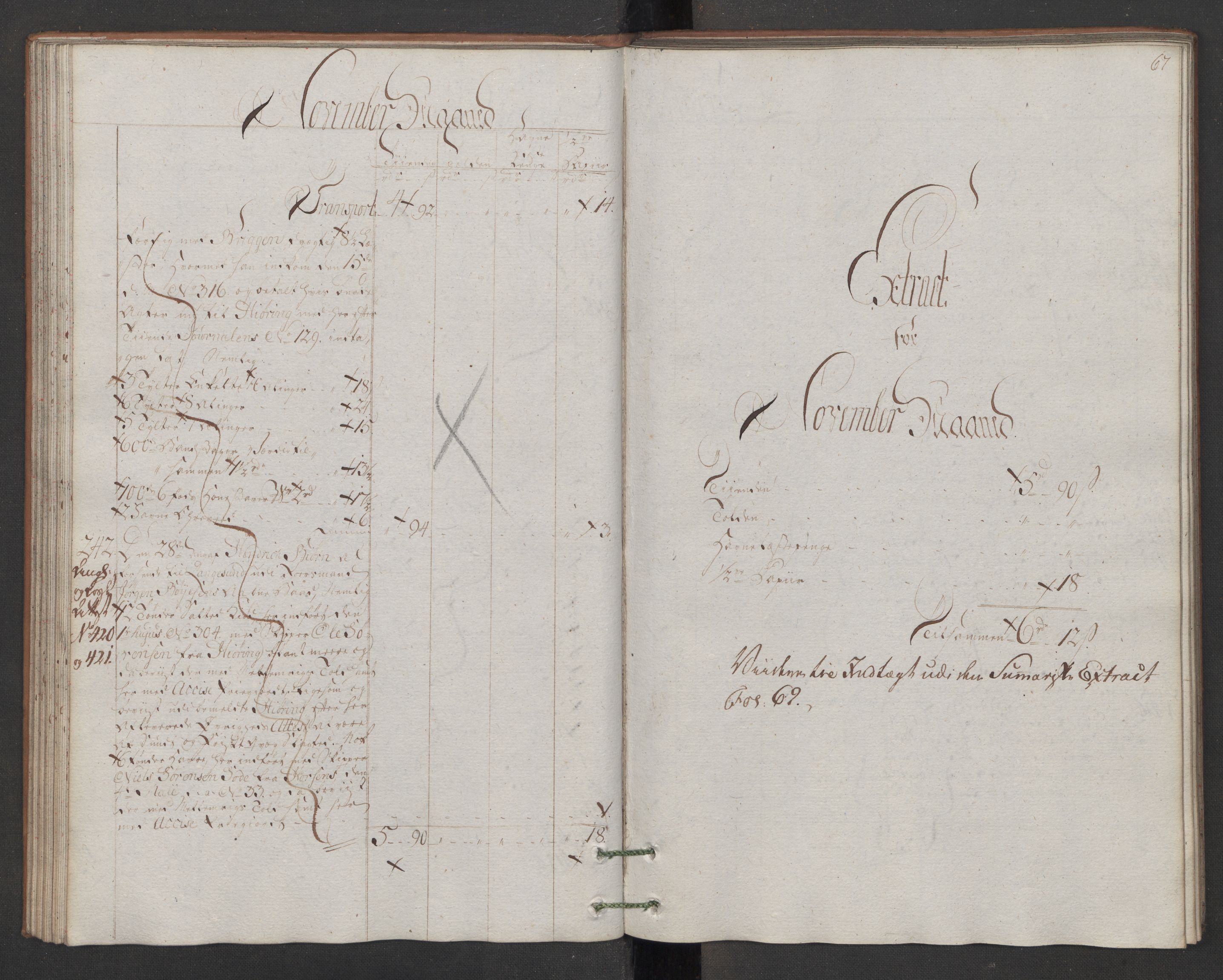 Generaltollkammeret, tollregnskaper, AV/RA-EA-5490/R13/L0078/0001: Tollregnskaper Kragerø / Utgående hovedtollbok, 1786, s. 66b-67a