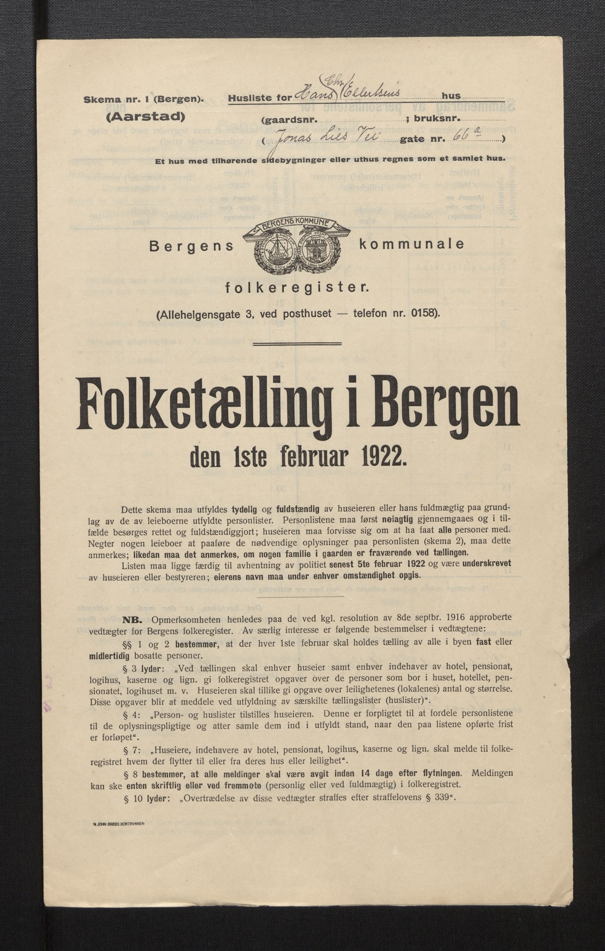 SAB, Kommunal folketelling 1922 for Bergen kjøpstad, 1922, s. 54479