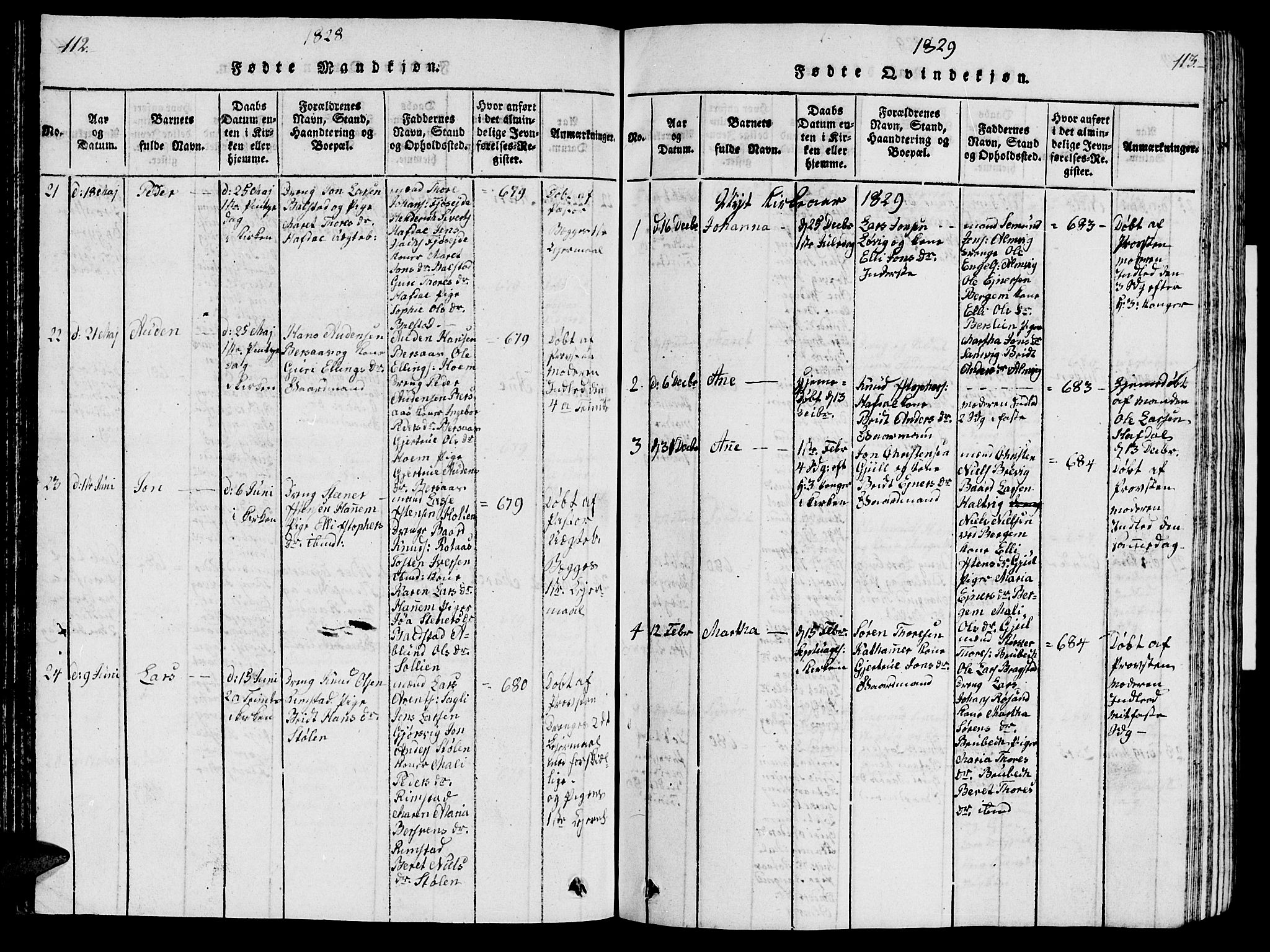 Ministerialprotokoller, klokkerbøker og fødselsregistre - Møre og Romsdal, AV/SAT-A-1454/586/L0990: Klokkerbok nr. 586C01, 1819-1837, s. 112-113